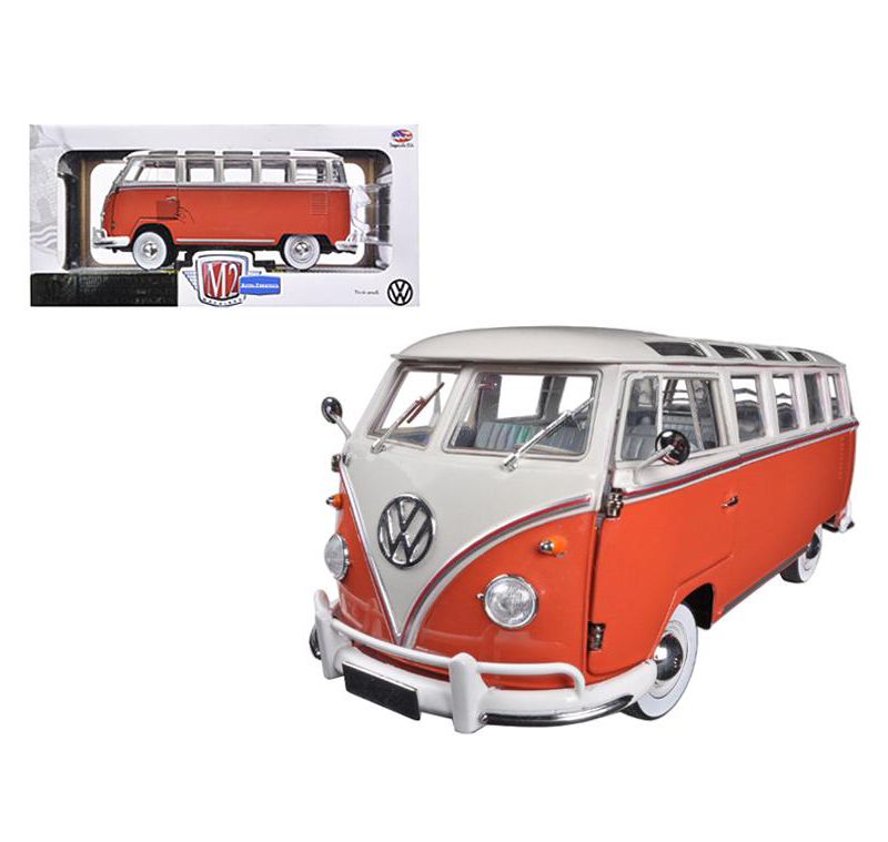 1960 Volkswagen Microbus Deluxe USA Model Red 1/24 Diecast Model by M2 Machines