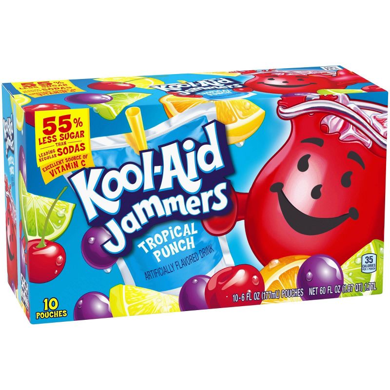 Kool-Aid Jammers Tropical Punch Juice Drinks - 10pk/6 fl oz Pouches