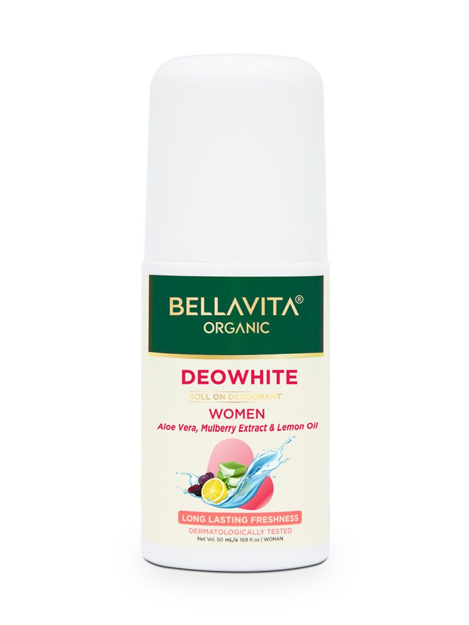 Bella Vita Organic Deo White Underarm Whitening Natural Roll On Deodorant for Women - 50 ml