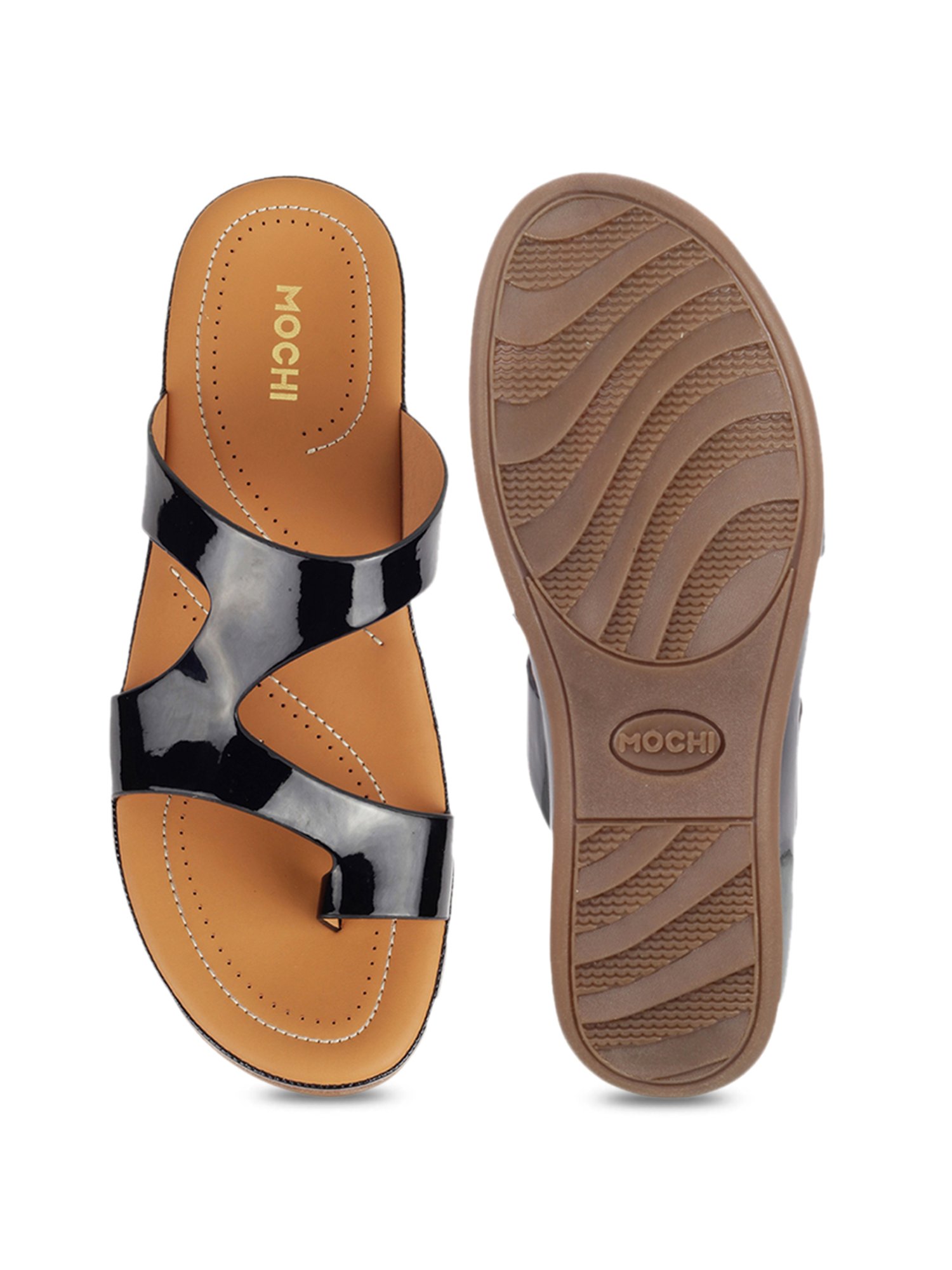 Mochi Women's Black Toe Ring Wedges