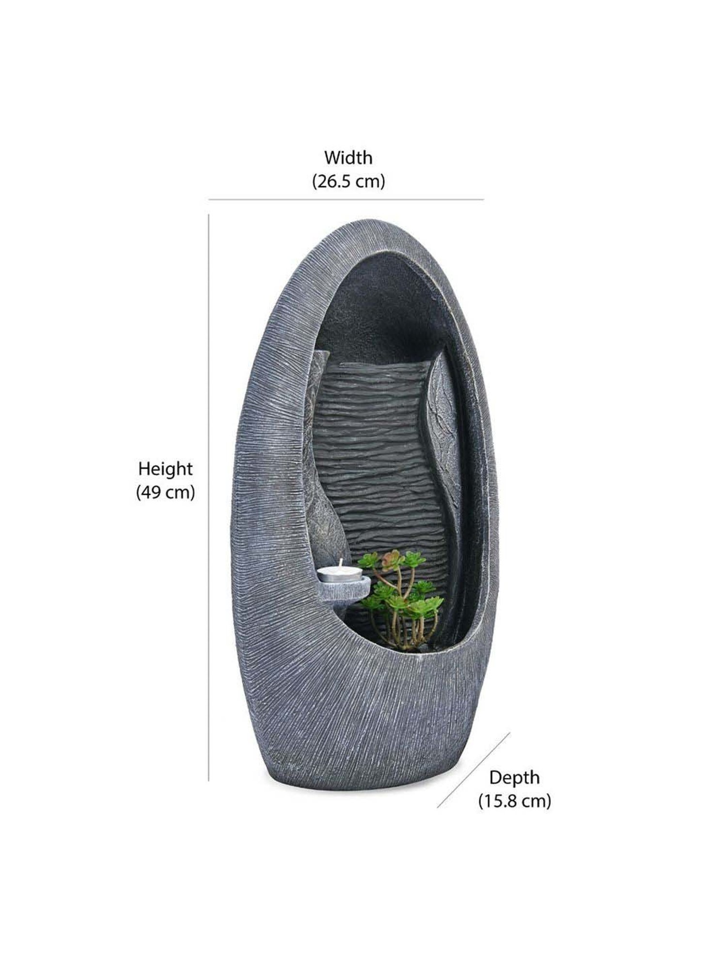 @home Grey Resin Decorative Water Fountain With Led Light