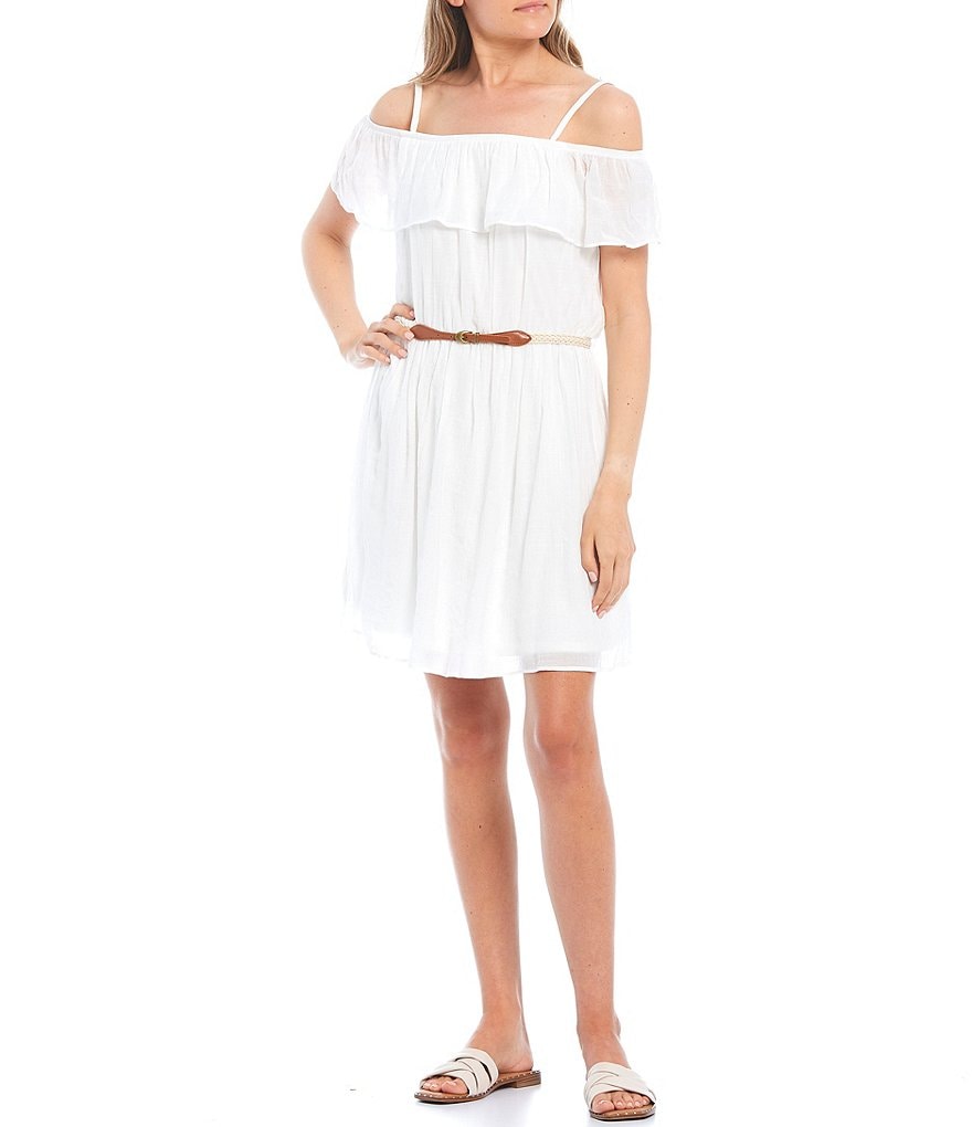 I.N. San Francisco Off-The-Shoulder Belted Dress
