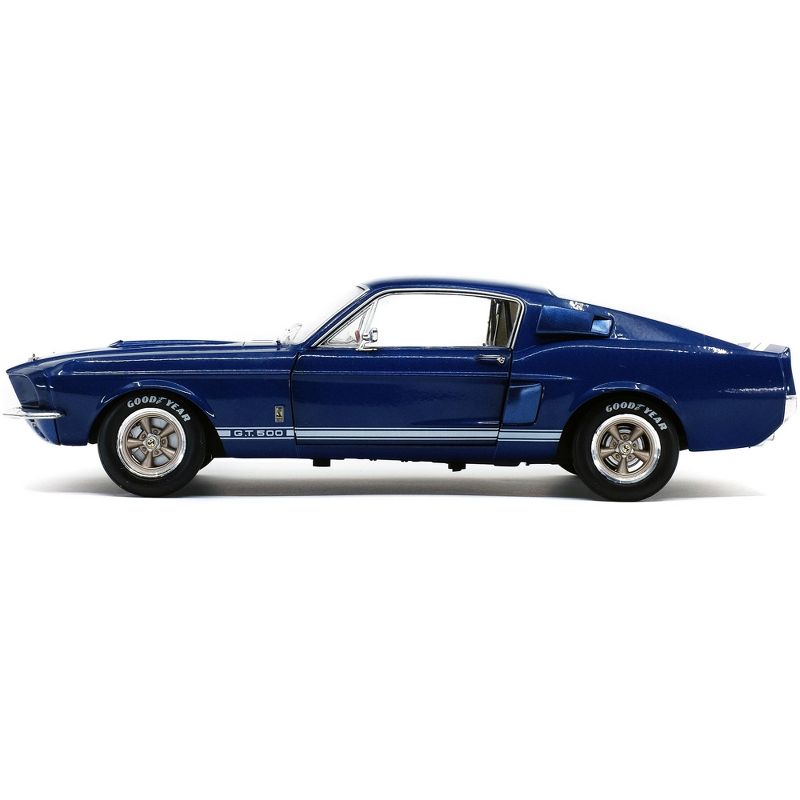 1967 Ford Mustang Shelby GT500 Nightmist Blue Metallic with White Stripes 1/18 Diecast Model Car by Solido