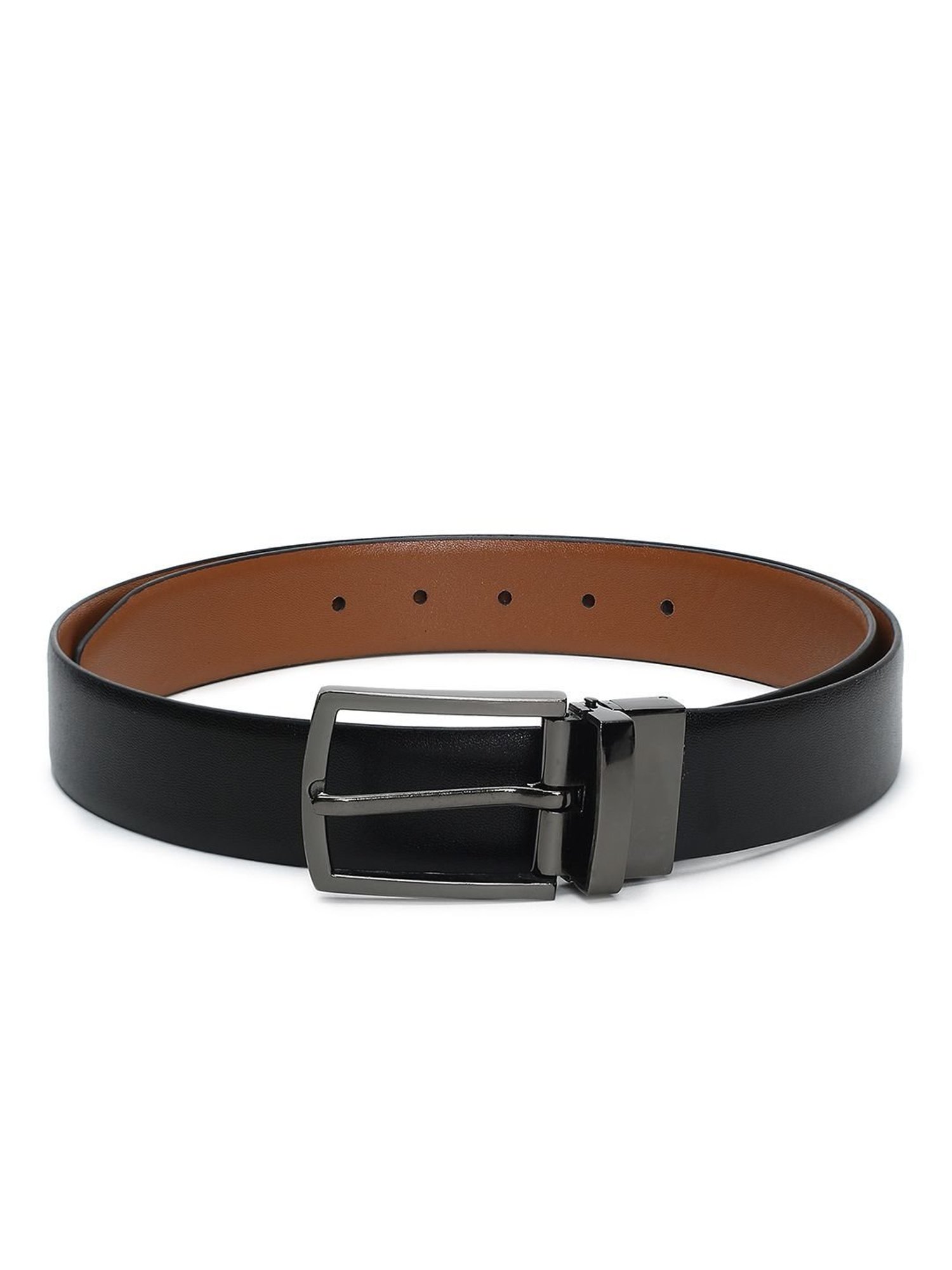 Crusset Black Leather Formal Belt for Men