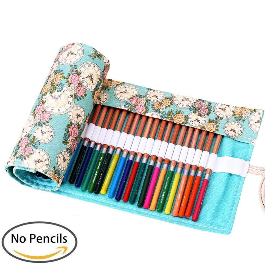 Kaariss Canvas Pencil Wrap, Travel Drawing Coloring Pencil Roll Organizer For Artist, Pencils Pouch Case Hold For 72 Colored Pencils (Pencils are NOT INCLUDED) Rose 72