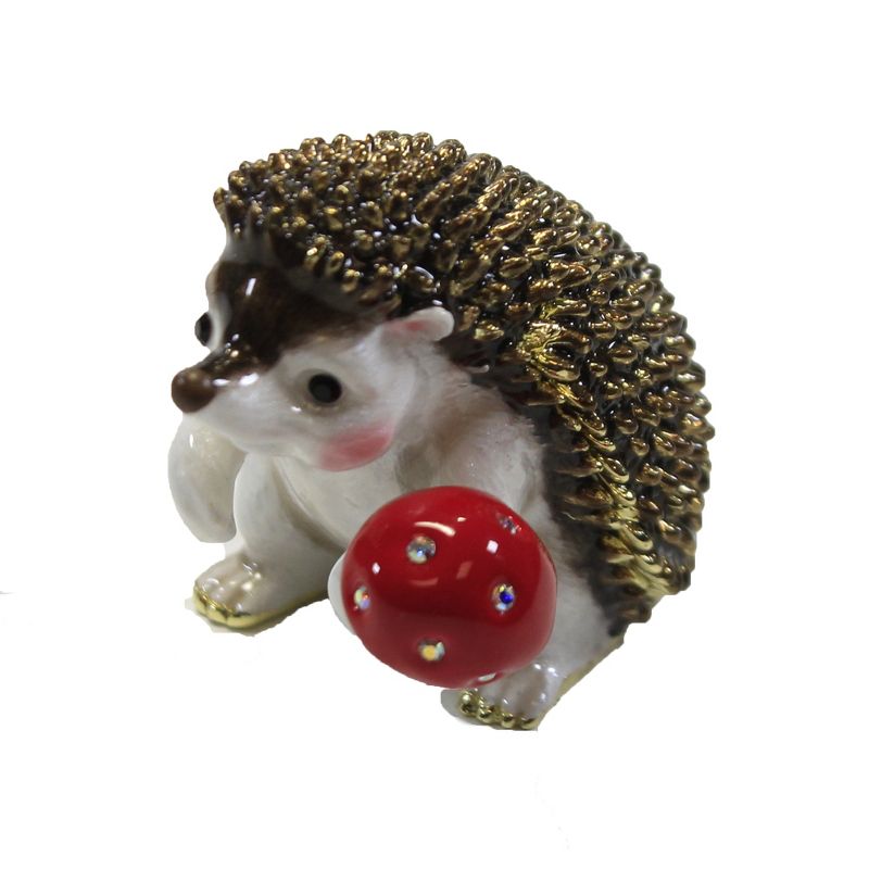 Hinged Trinket Box 1.75" Hedgehog Mushroom Toad Stool  -  Decorative Figurines