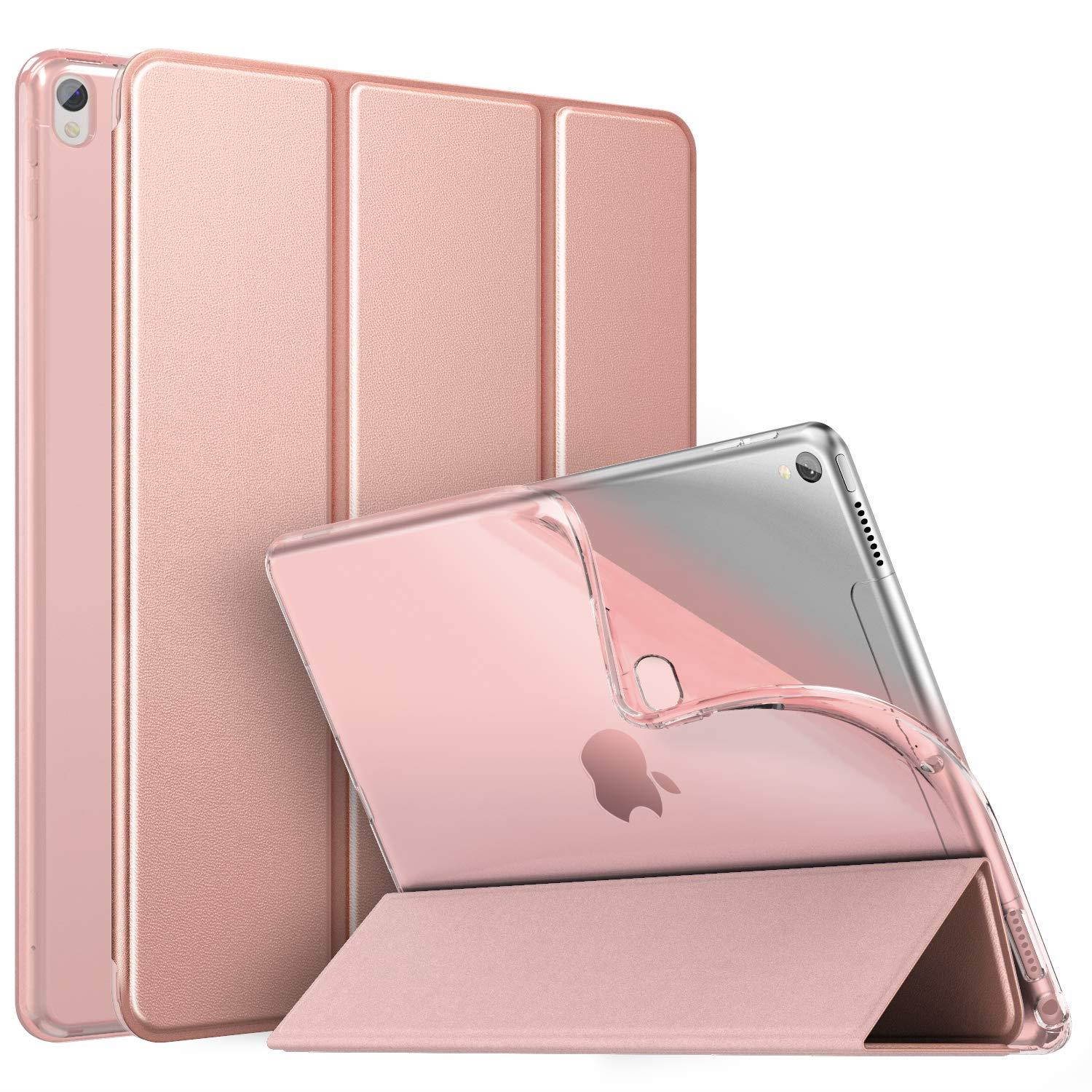 MoKo Case Fit New iPad Air (3rd Generation) 10.5" 2019/iPad Pro 10.5 2017, Slim Smart Shell Stand Folio Case with Soft TPU Translucent Frosted Back Cover Auto Wake/Sleep - Rose Gold
