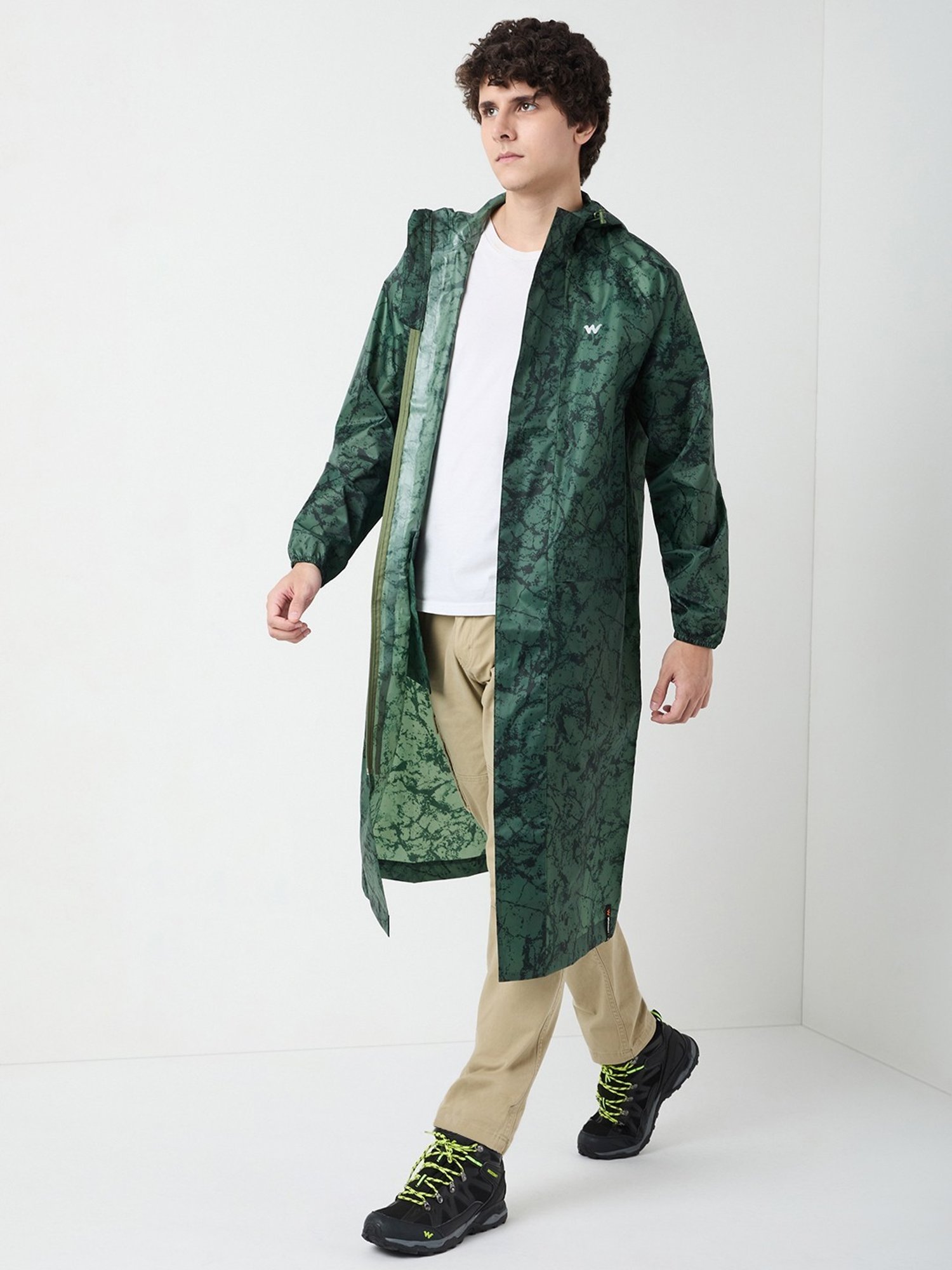 Wildcraft Green Regular Fit Printed Rainwear Jacket