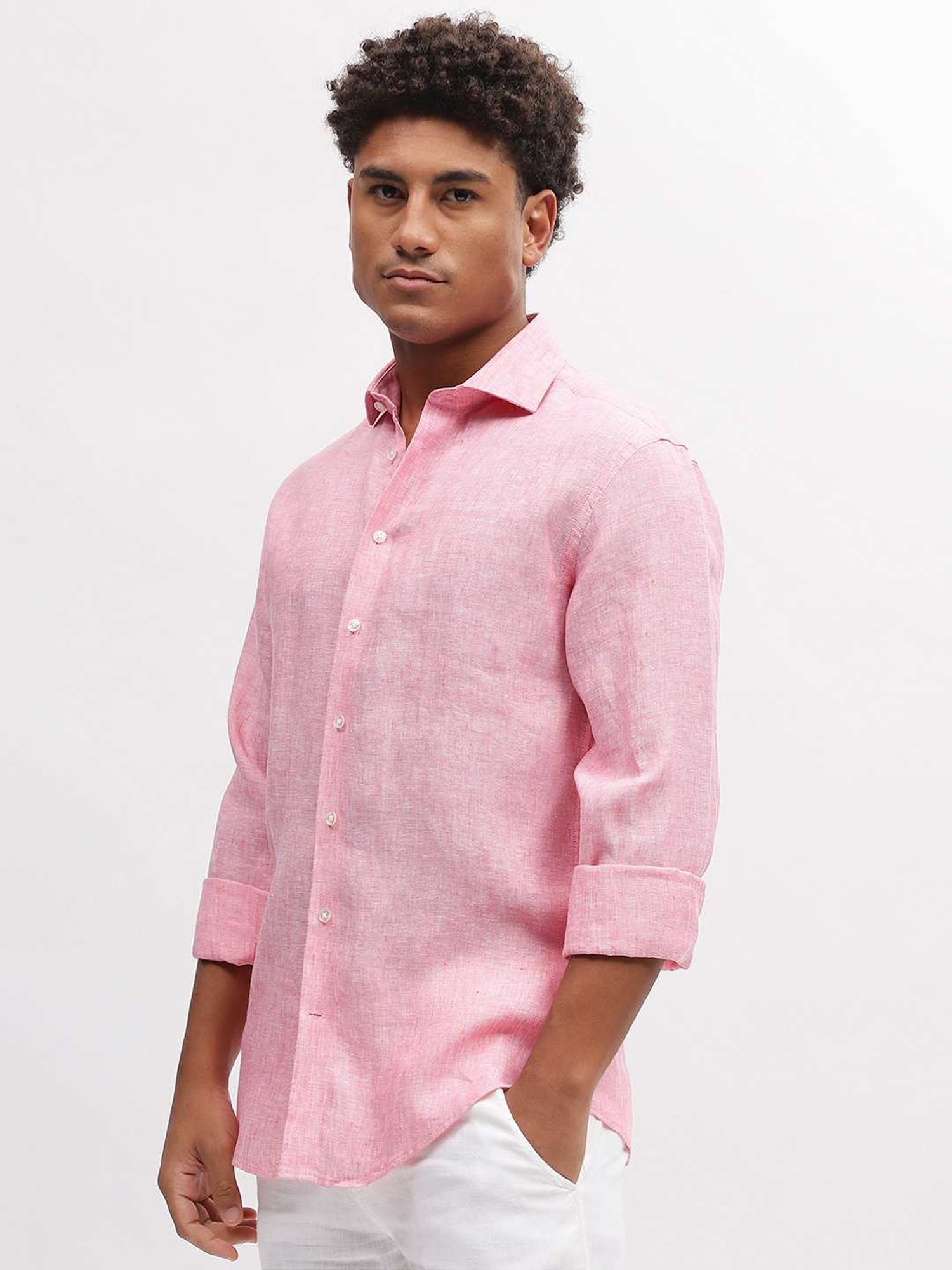 Bruun & Stengade Pink Linen Slim Fit Shirt