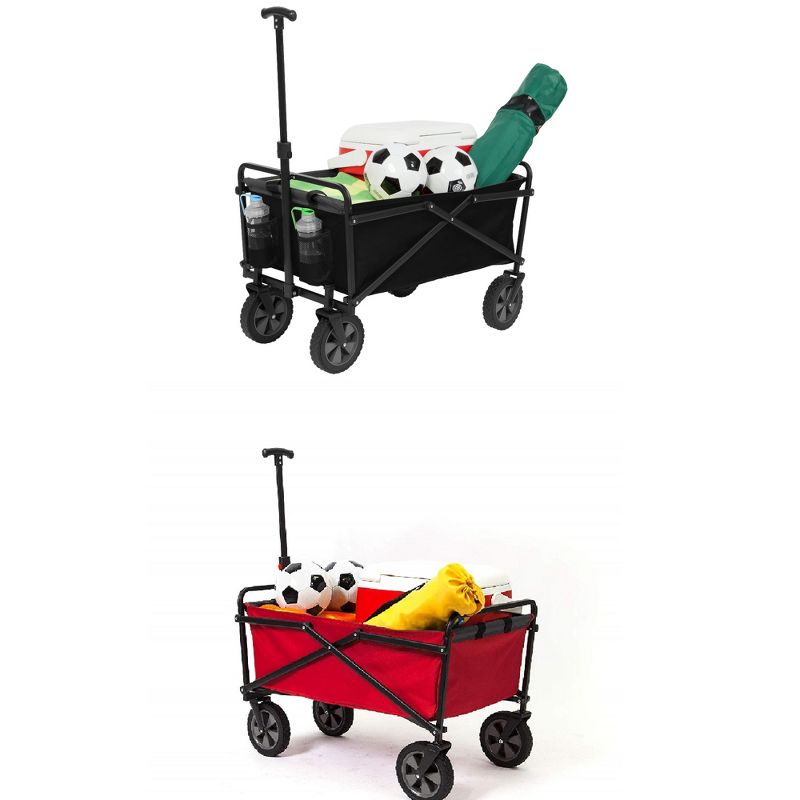 Seina Manual 150 Lbs. Heavy Duty Folding Utility Cart, Black/Grey & Red & Gray