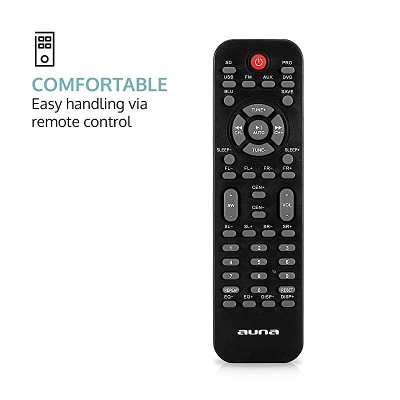 Areal Active 620, 5.1 Channel Loudspeaker System, Home Entertainment System, Radio Tuner, Connections: USB/SD/AUX/RCA Output + Input, 90 watts RMS, Bluetooth, Black