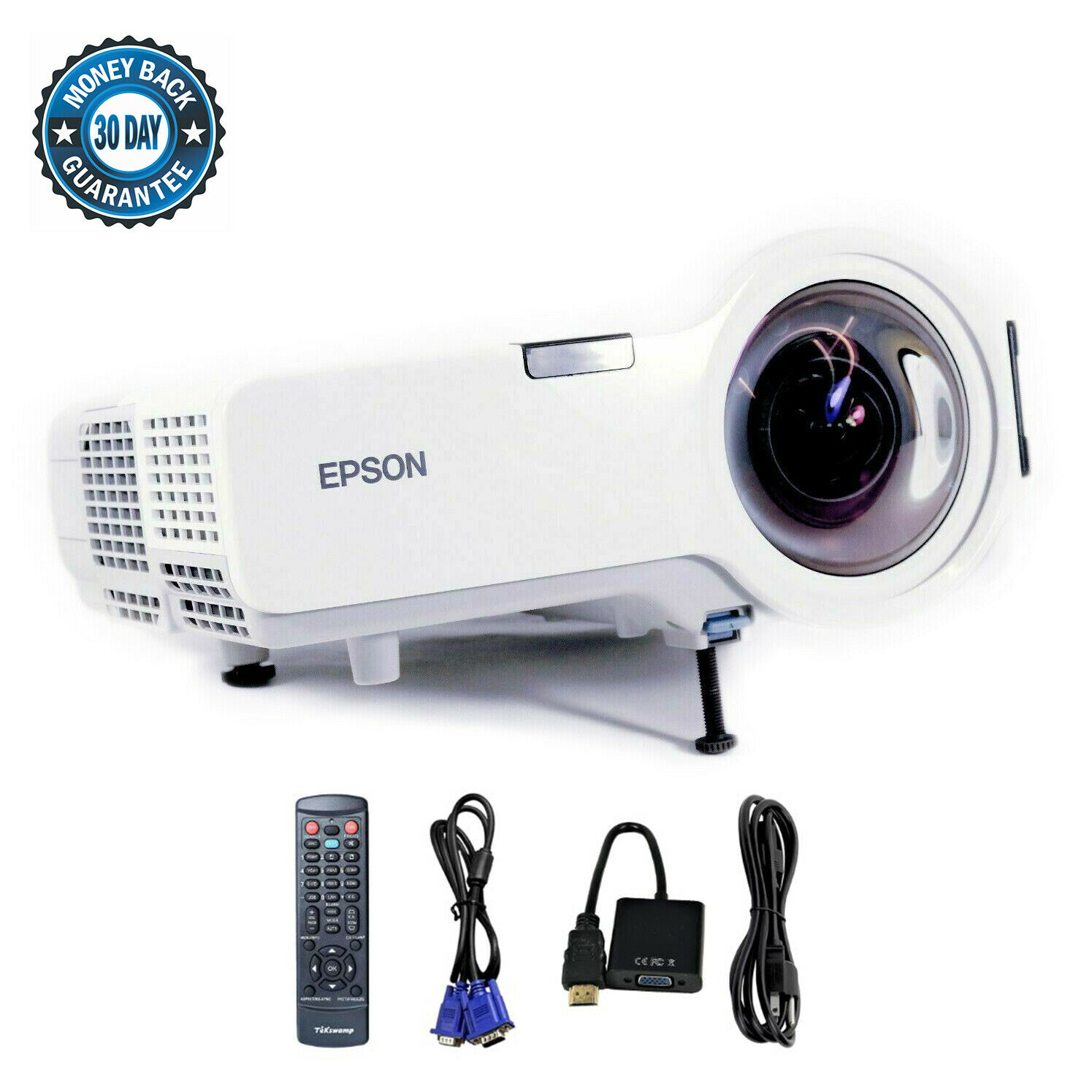 Epson PowerLite 410W H330A 3LCD Projector HDMI-adapter Short-Throw  HD 1080 2000 ANSI Lumens 1280 x 800 Home Theater Professional Streaming with Accessories bundle