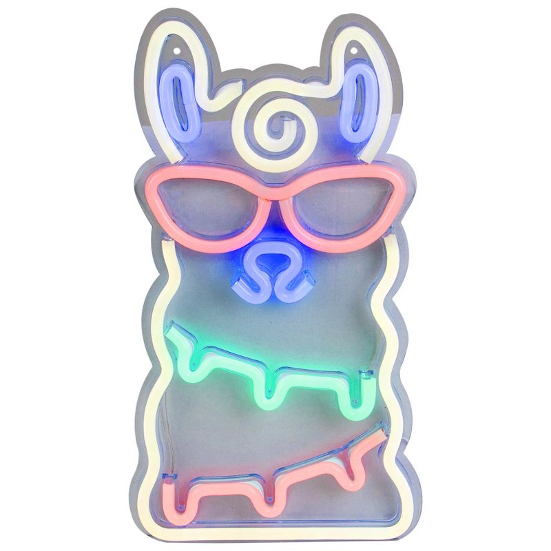 Northlight 15" Groovy White Alpaca with Red Sunglasses LED Lighted Wall Sign