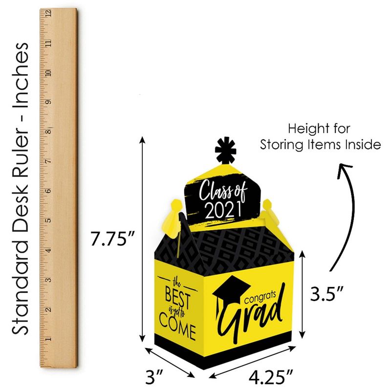 Big Dot of Happiness Yellow Grad - Best is Yet to Come - Treat Box Party Favors - 2021 Yellow Graduation Party Goodie Gable Boxes - Set of 12