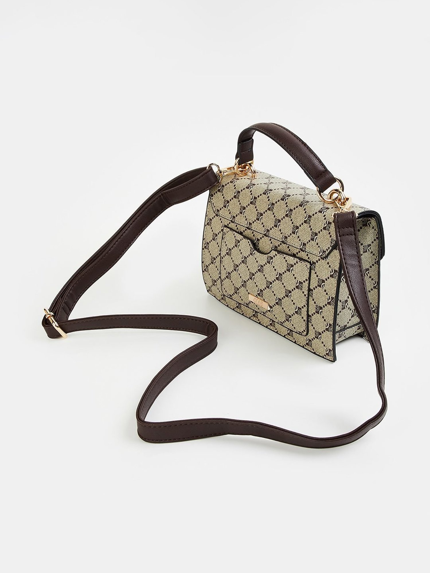 Code by Lifestyle Beige Printed Satchel Handbag