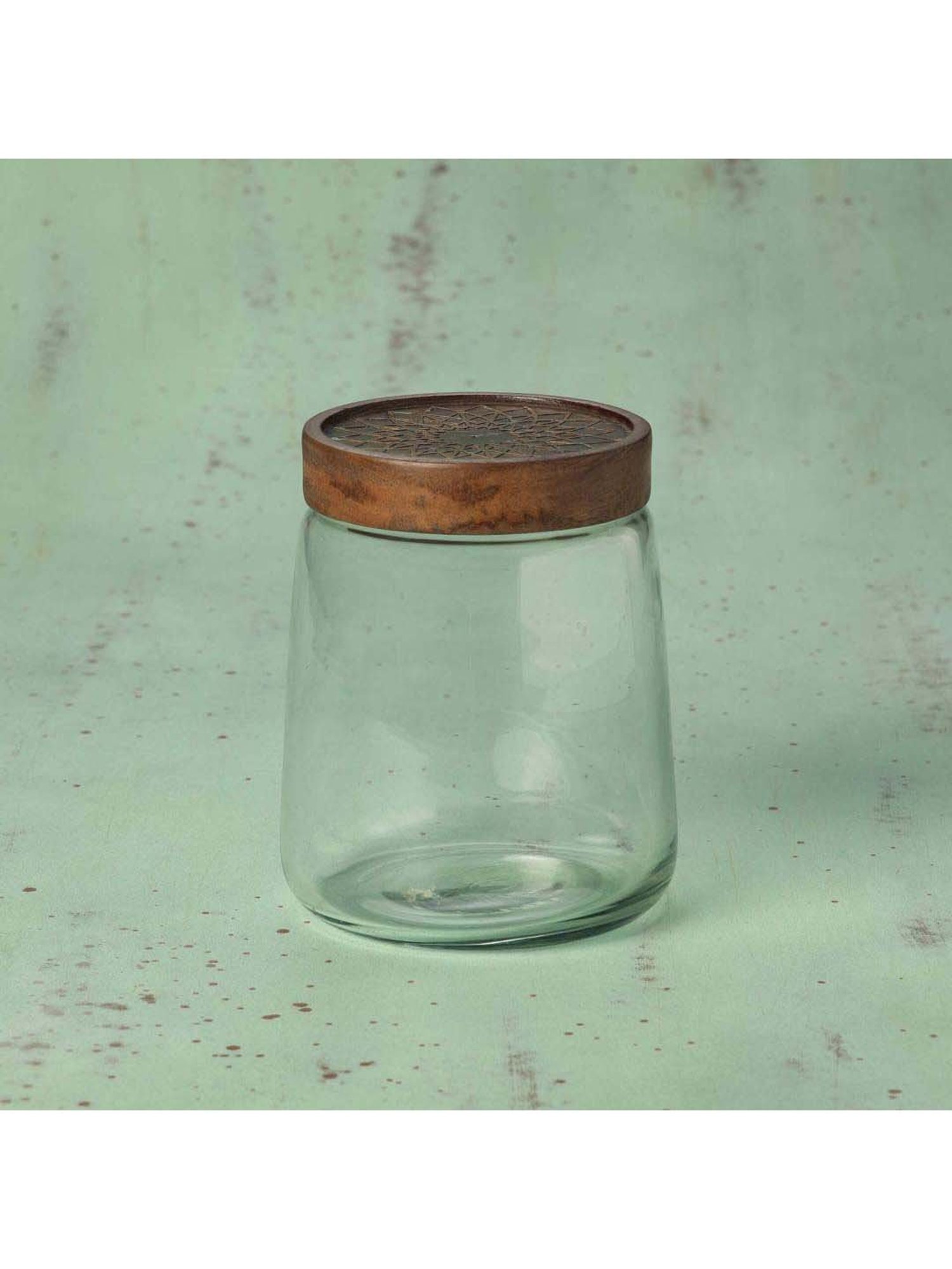 ellementry Transparent Glass Jar with Lid (500 ml) - Set of 1