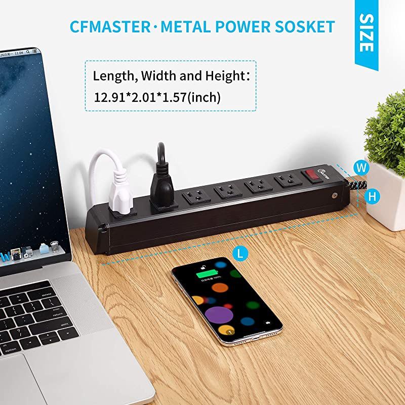 Power Strip Surge Protector with Long Extension Cord 6 feet, 3 Prong, 6 Outlets, 300J, Wall Mountable, Overload Protection Switch ON/Off, Black Heavy Duty Power Extension Cord 6ft Indoor