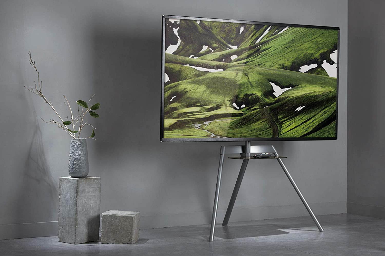 Easel TV Stand - TV Tripod | Holds Up to 88 Pounds and Fits 43-65 Inch Flat & Curved Screens | Quickly Assembles with SNAP-Lock Technology | Portable Minimalist Display TV Stand