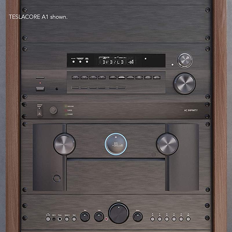 Infinity TESLORE A1 Rackmount PDU with Surge Protector 15A Circuit Breaker 8 Rear Outlets 15ft Power Cord for AV Equipment