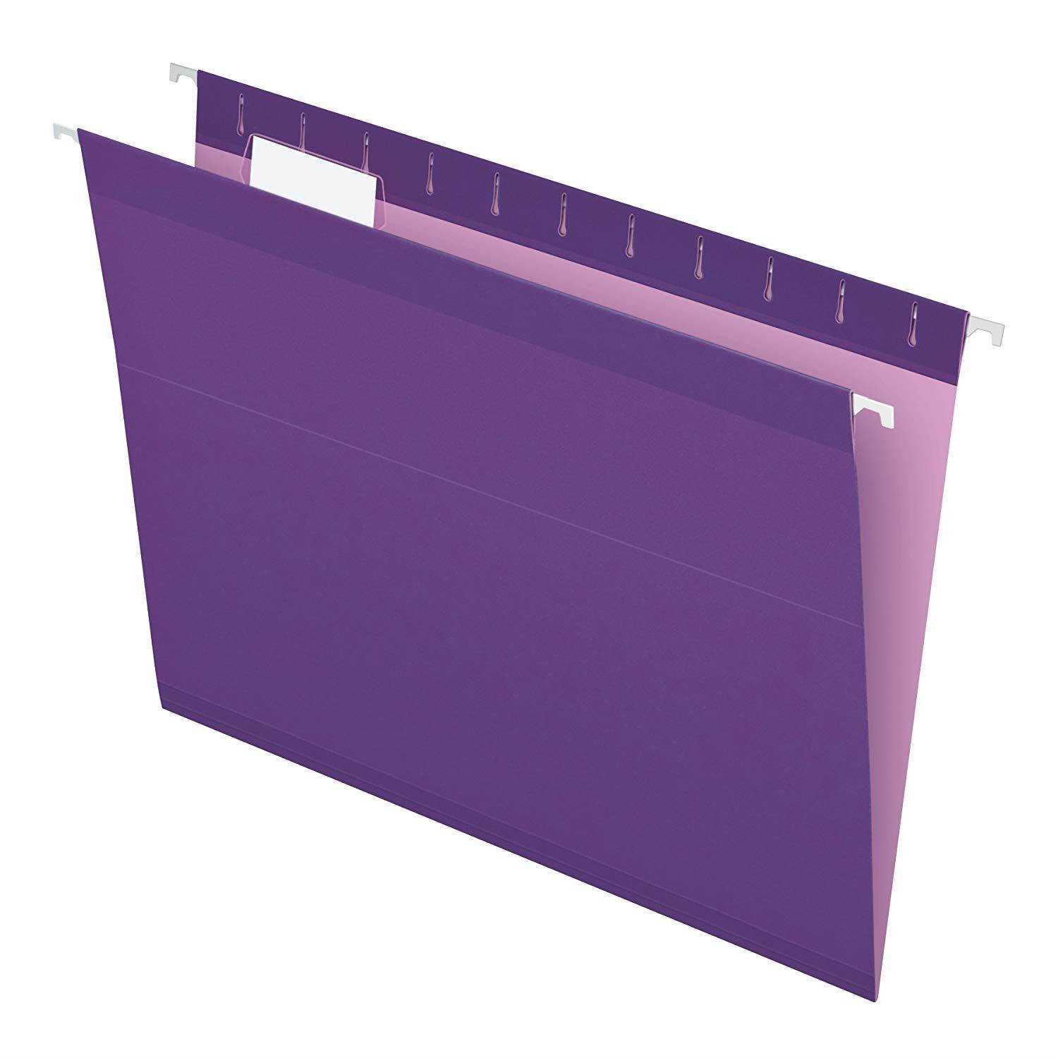 Pendaflex Reinforced Hanging File Folders, Letter Size, Violet, 1/5 Cut, 25/BX (4152 1/5 VIO)