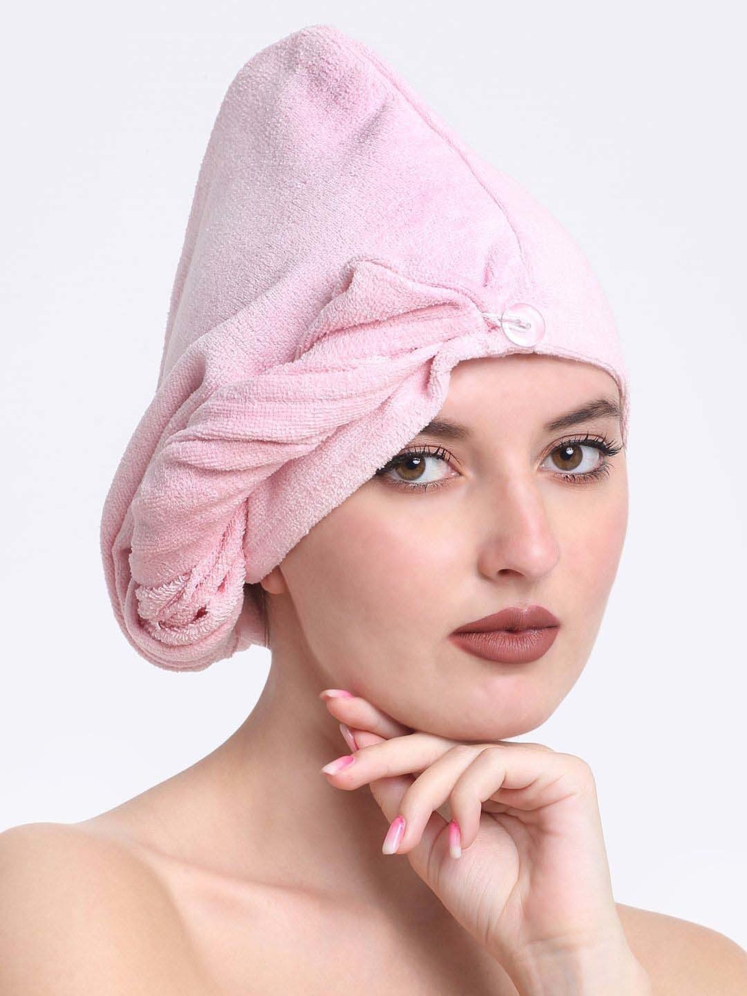 Creeva Luxury Baby Pink Cotton 380 GSM Hair Wrap