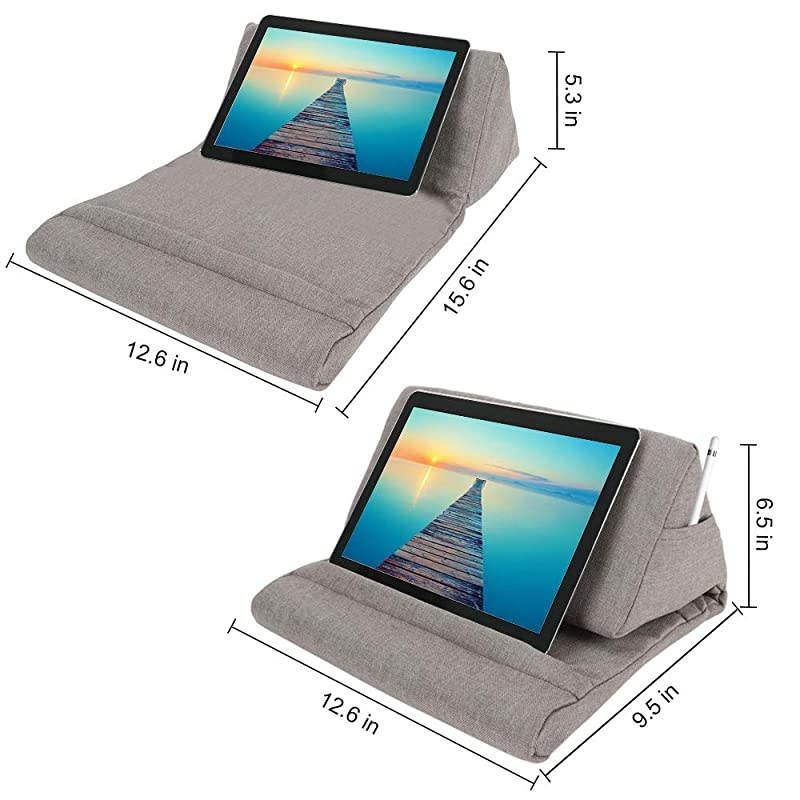 Pillow Stand Tablet Pillow Holder Soft Pillow Lap Stand for Tablet eReaders Mobile Phone Magazines Books Grey