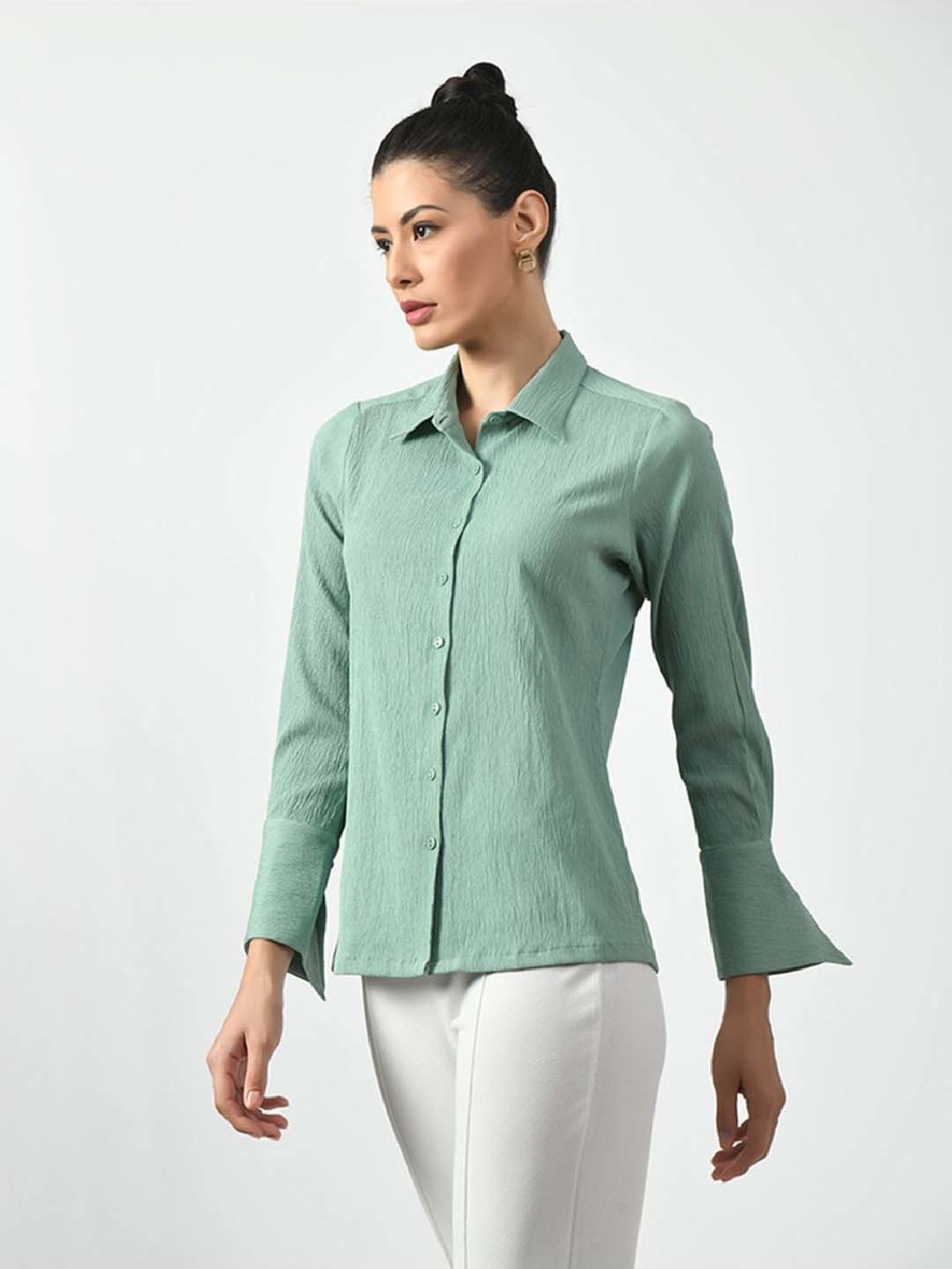 Office & You Green Plain Shirt