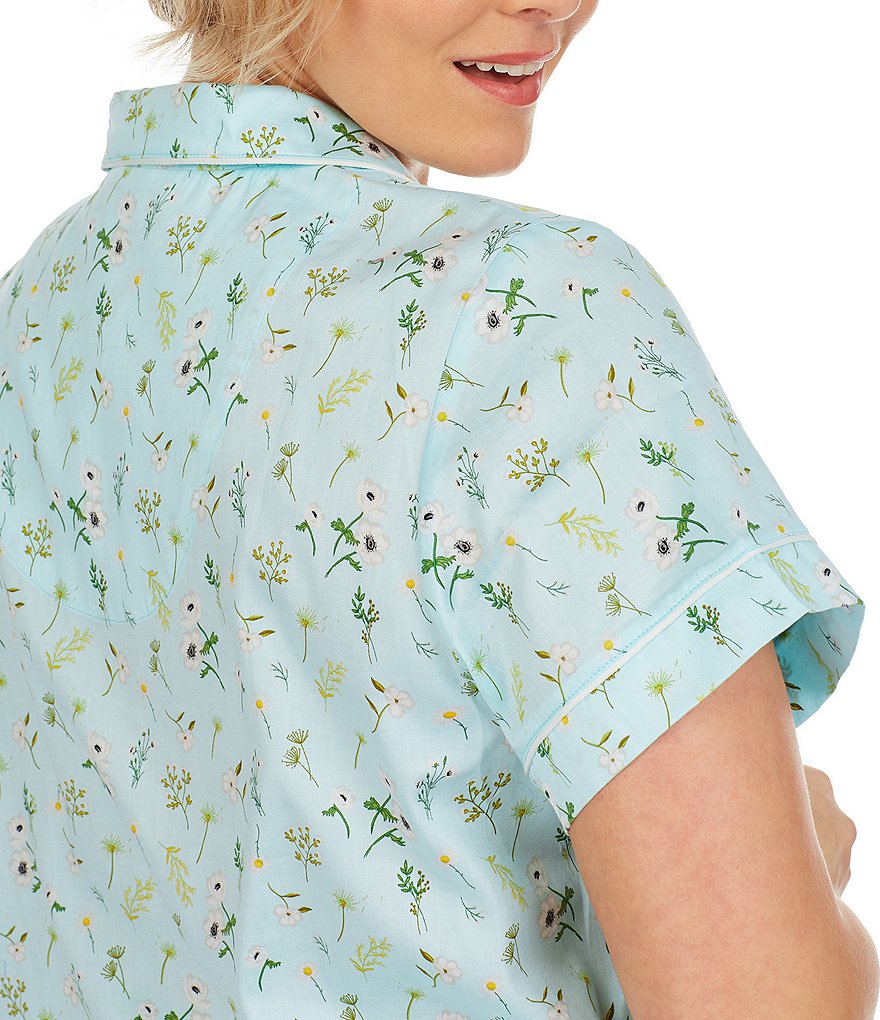 Bedhead Pajamas Plus Spring Garden Print Sateen Woven Cropped Coordinating Pajama Set