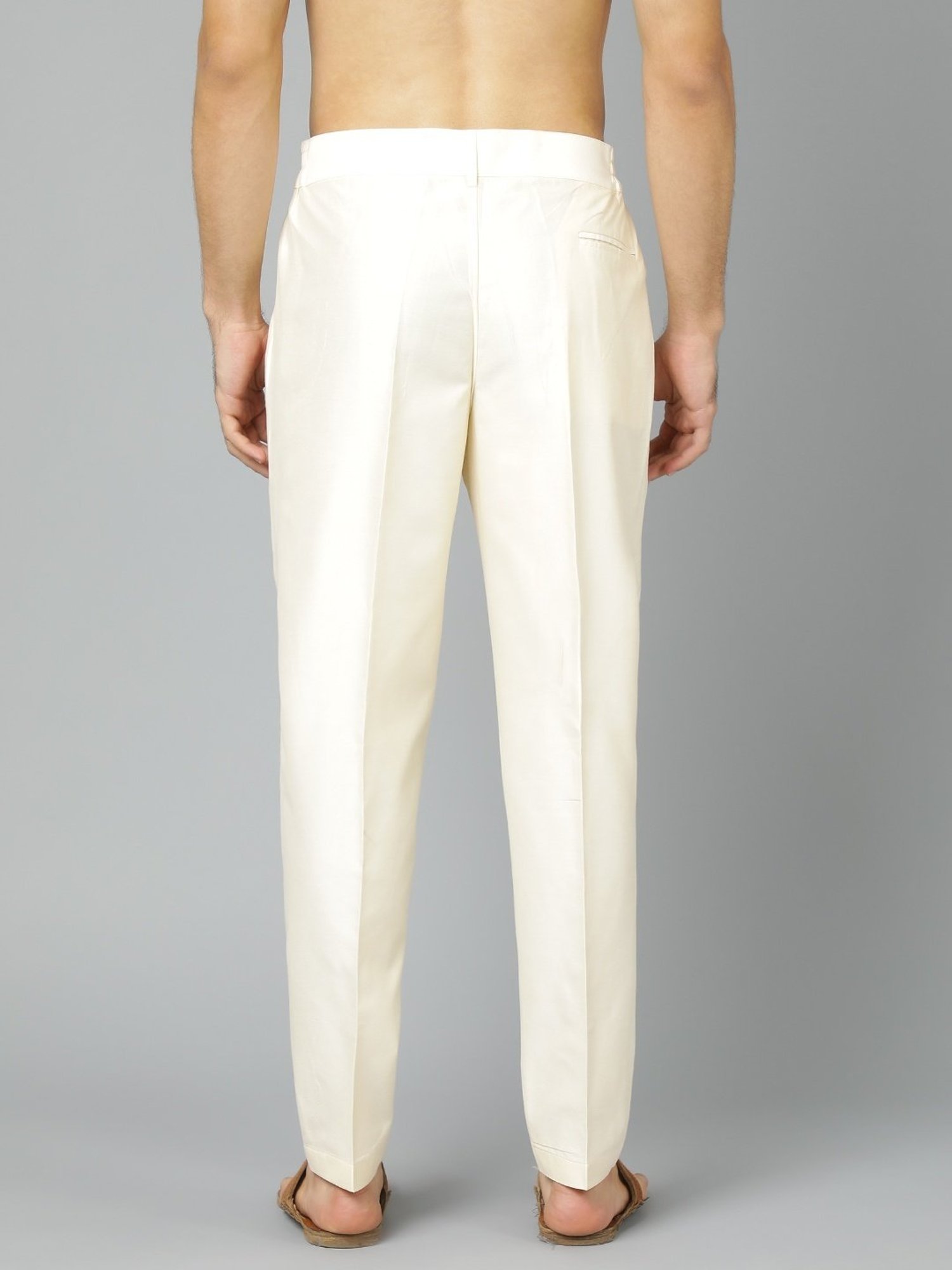 Vastramay Cream Regular Fit Trousers