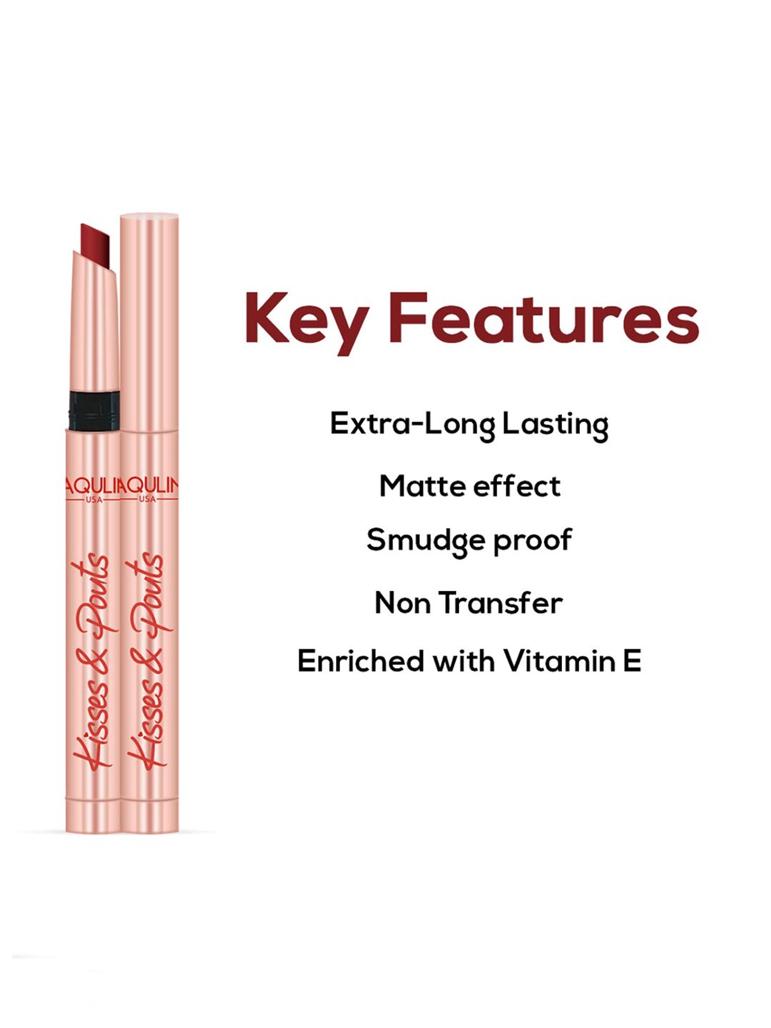 Jaquline USA Kisses & Pouts Transfer Proof Matte Lipstick Teaser Kiss - 1.4 gm