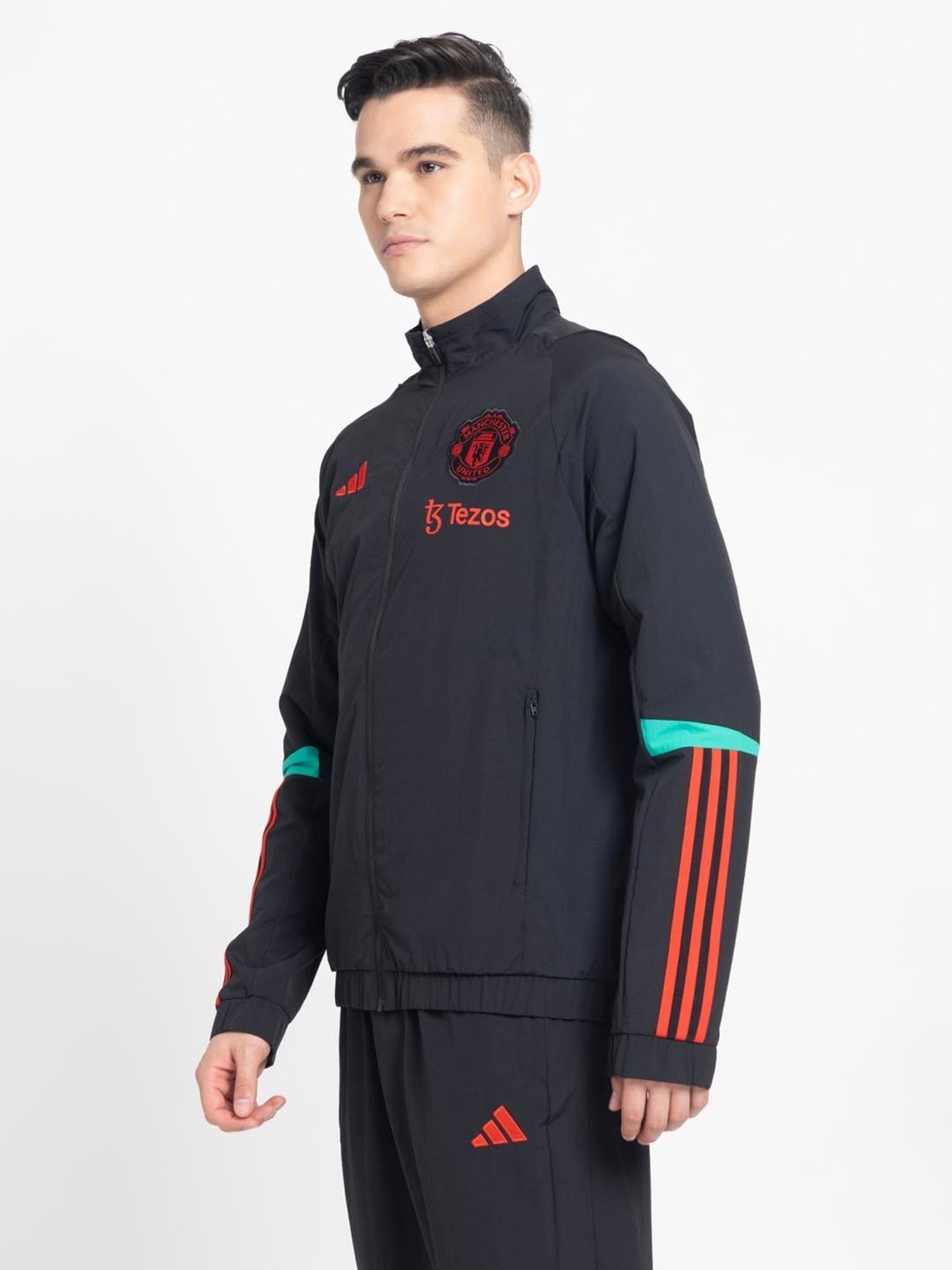 Adidas Black Slim Fit Printed Sports Jacket