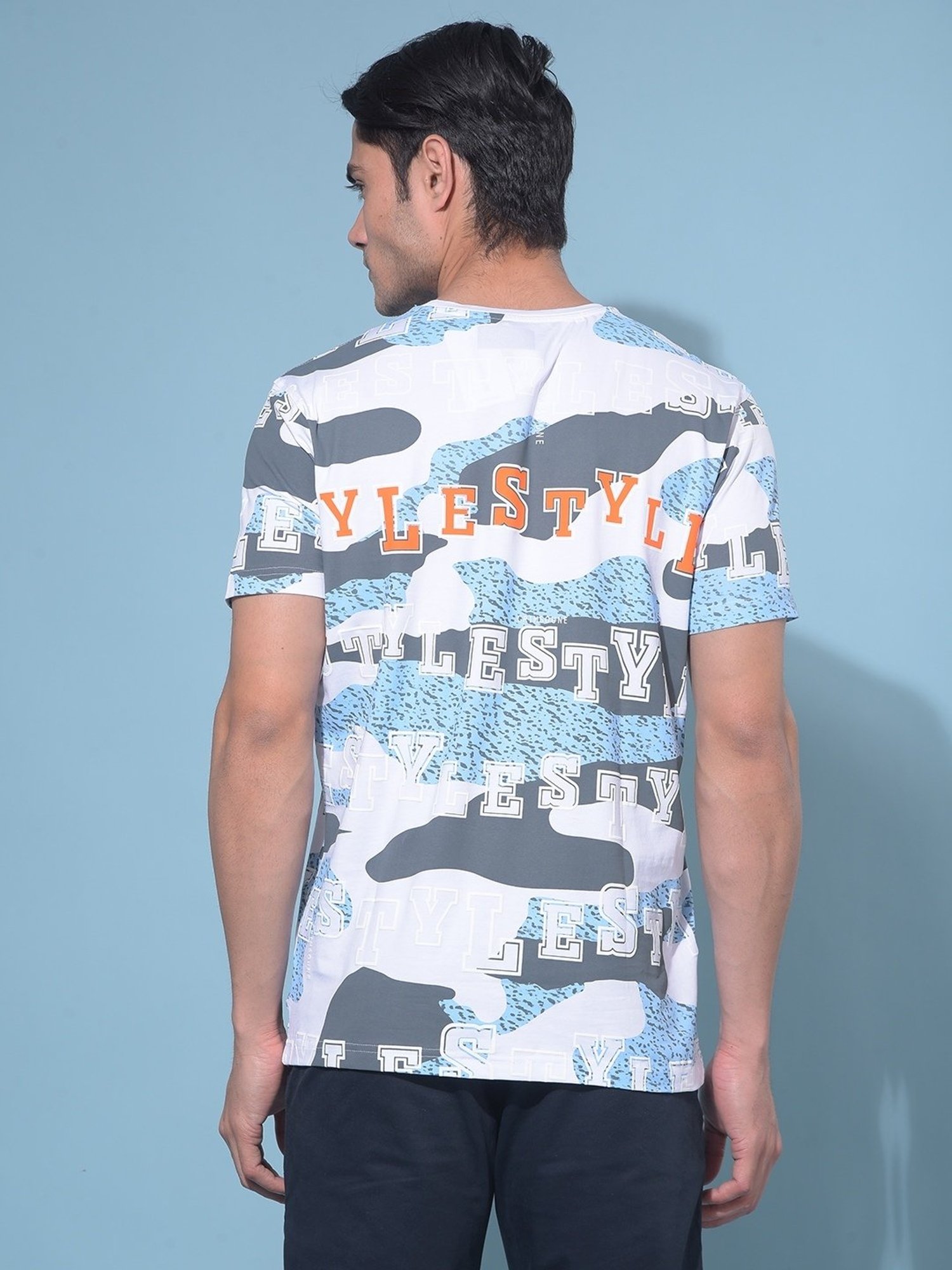 Crimsoune Club White Cotton Slim Fit Printed T-Shirt