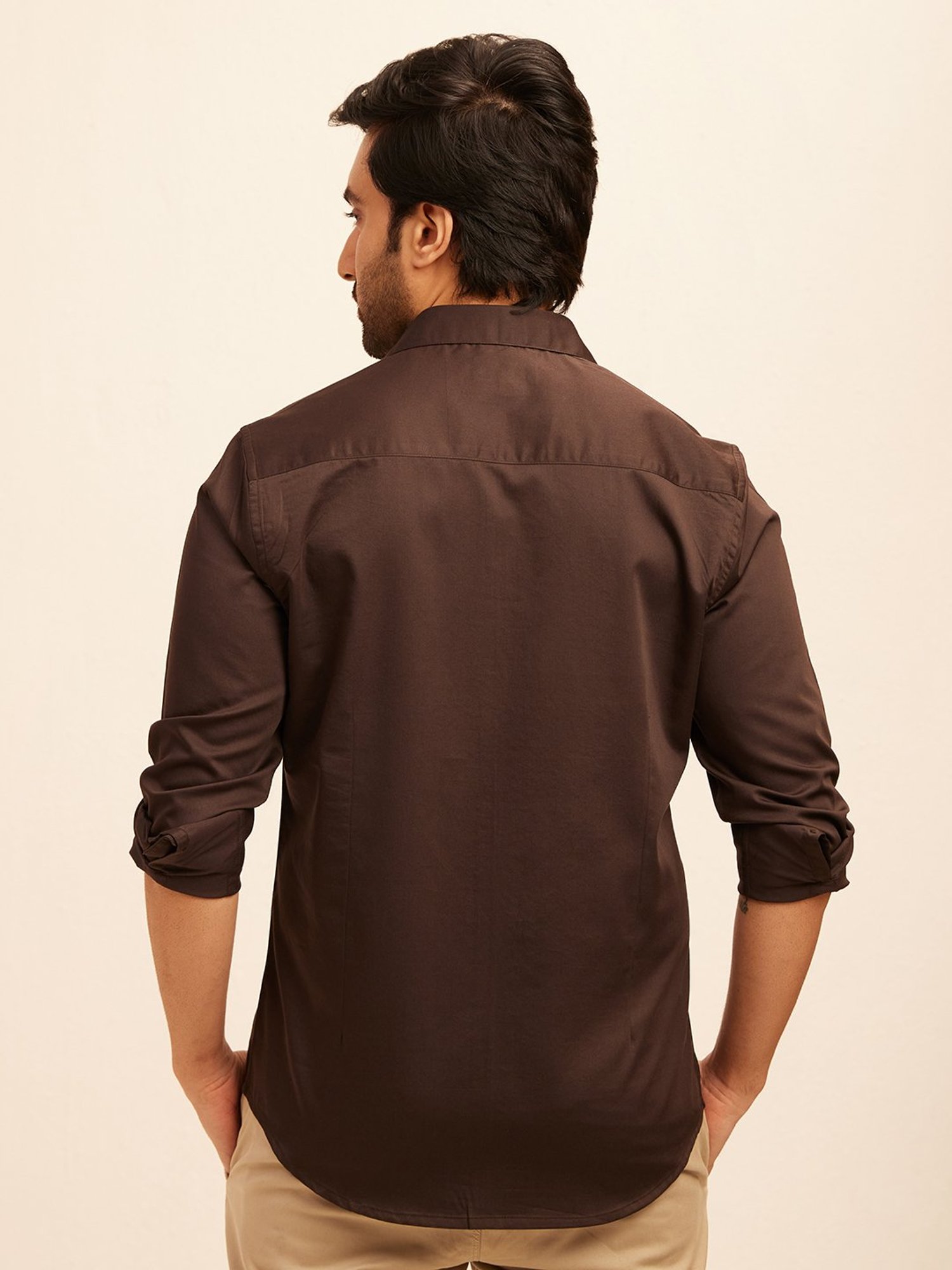The Bleu Label Dark Brown Slim Fit Shirt