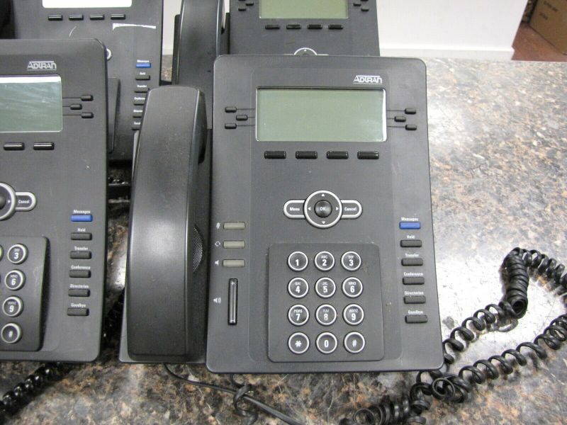 Lot of (4) Adtran IP712 LCD Display VOIP Phones with Handsets and Stands - QTY