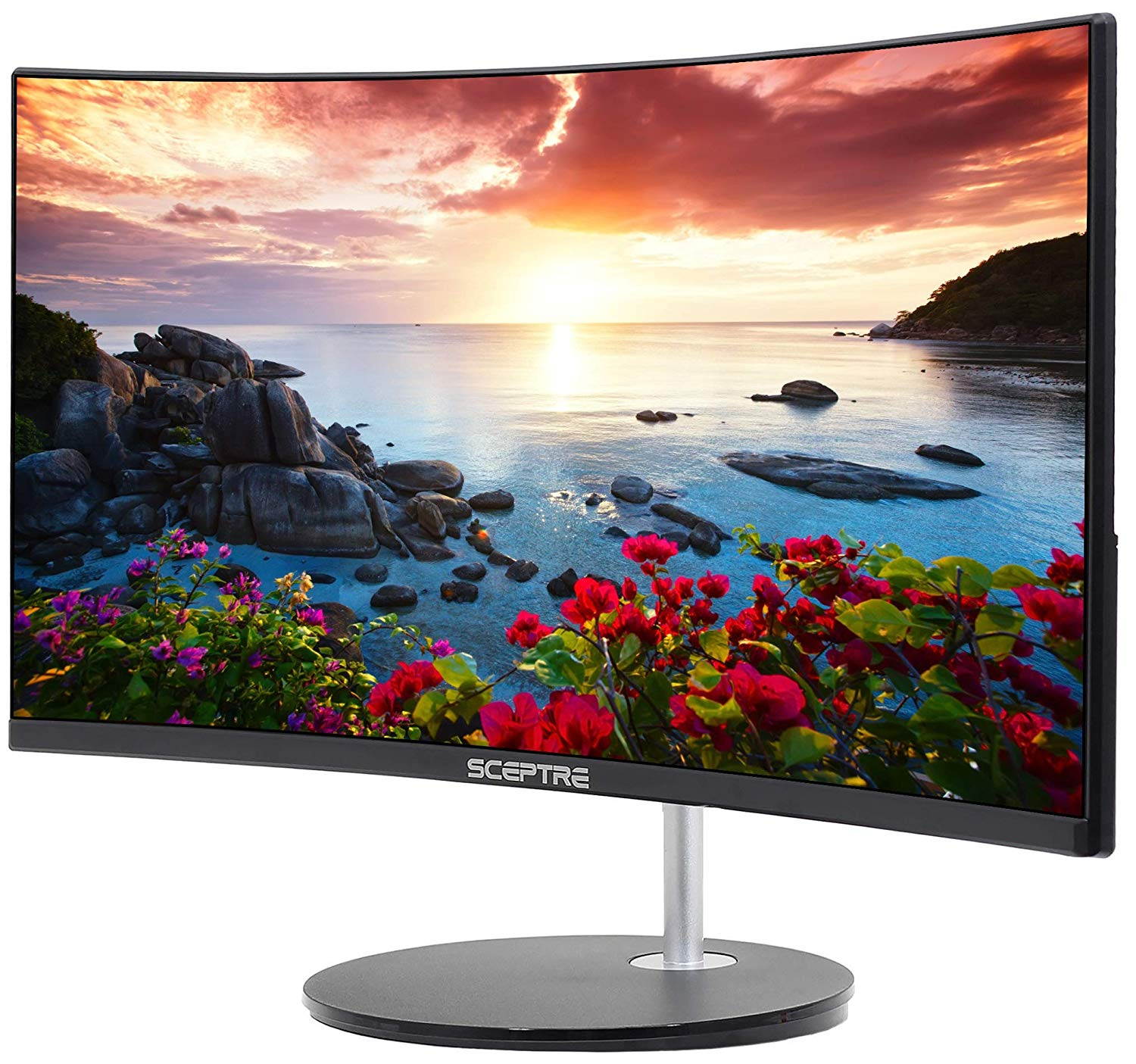 Sceptre 27" Curved 75Hz LED Monitor HDMI VGA Build-in Speakers, Edge-Less Metal Black 2019, Updated Sceptre 27" Curved 75Hz LED Monitor HDMI VGA Build-in Speakers, 1920 x 1080 Full HD Resolution