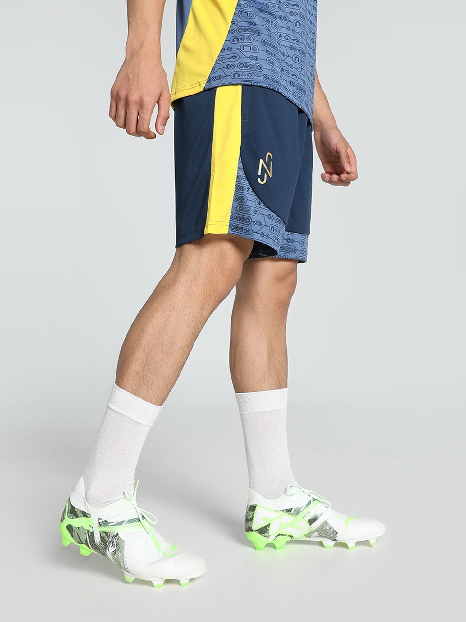 Puma Blue Regular Fit Printed Sports Shorts