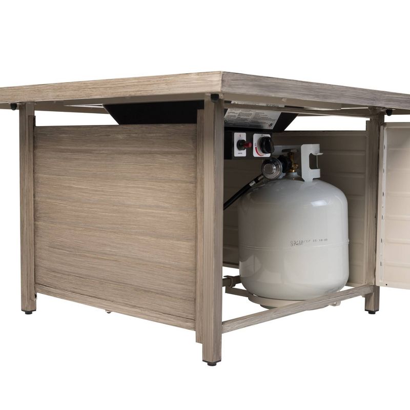 Langhorne Square Aluminum LPG Fire Pit - Light Brown - Fire Sense