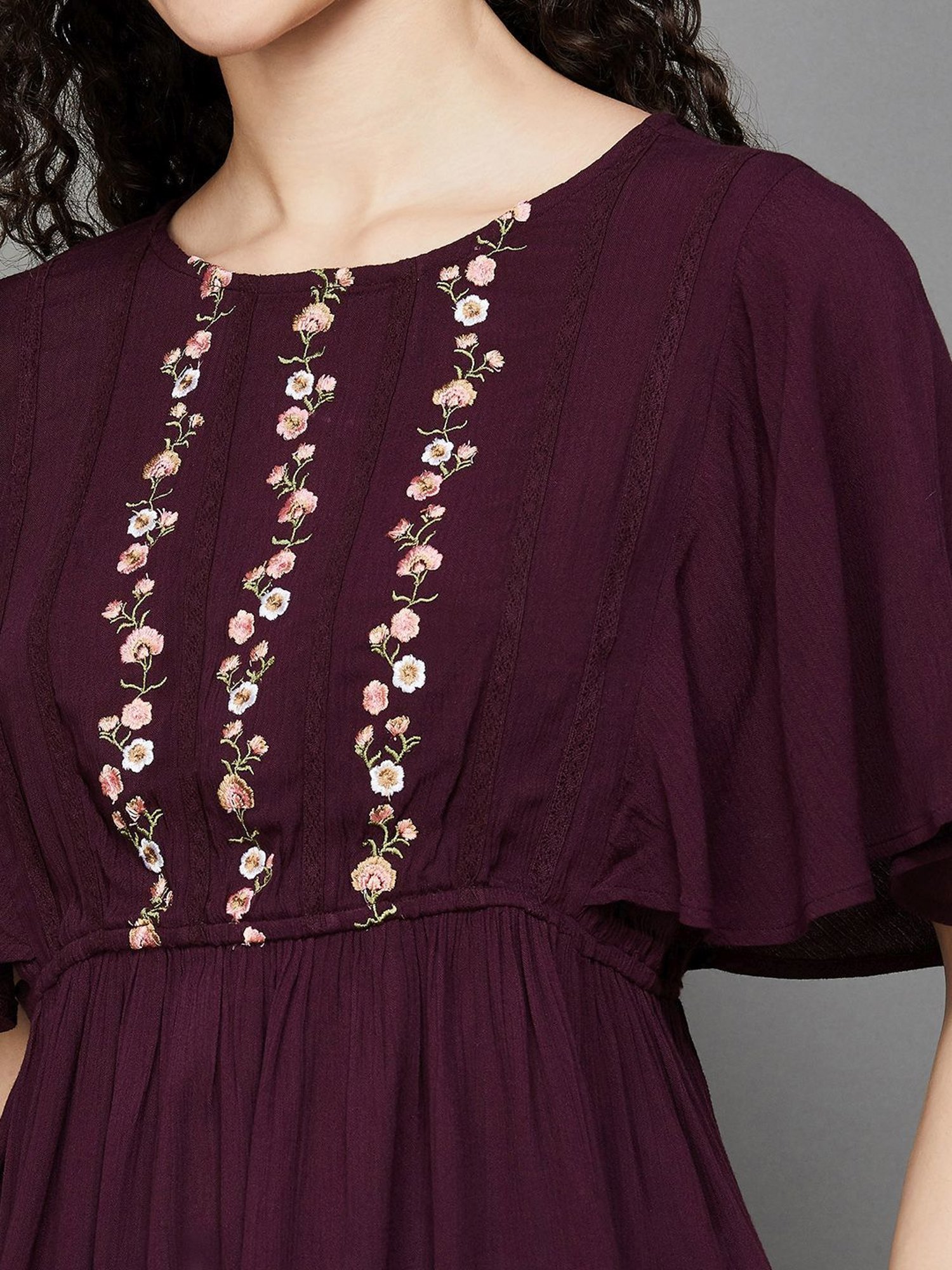 Fame Forever by Lifestyle Wine Embroidered Top