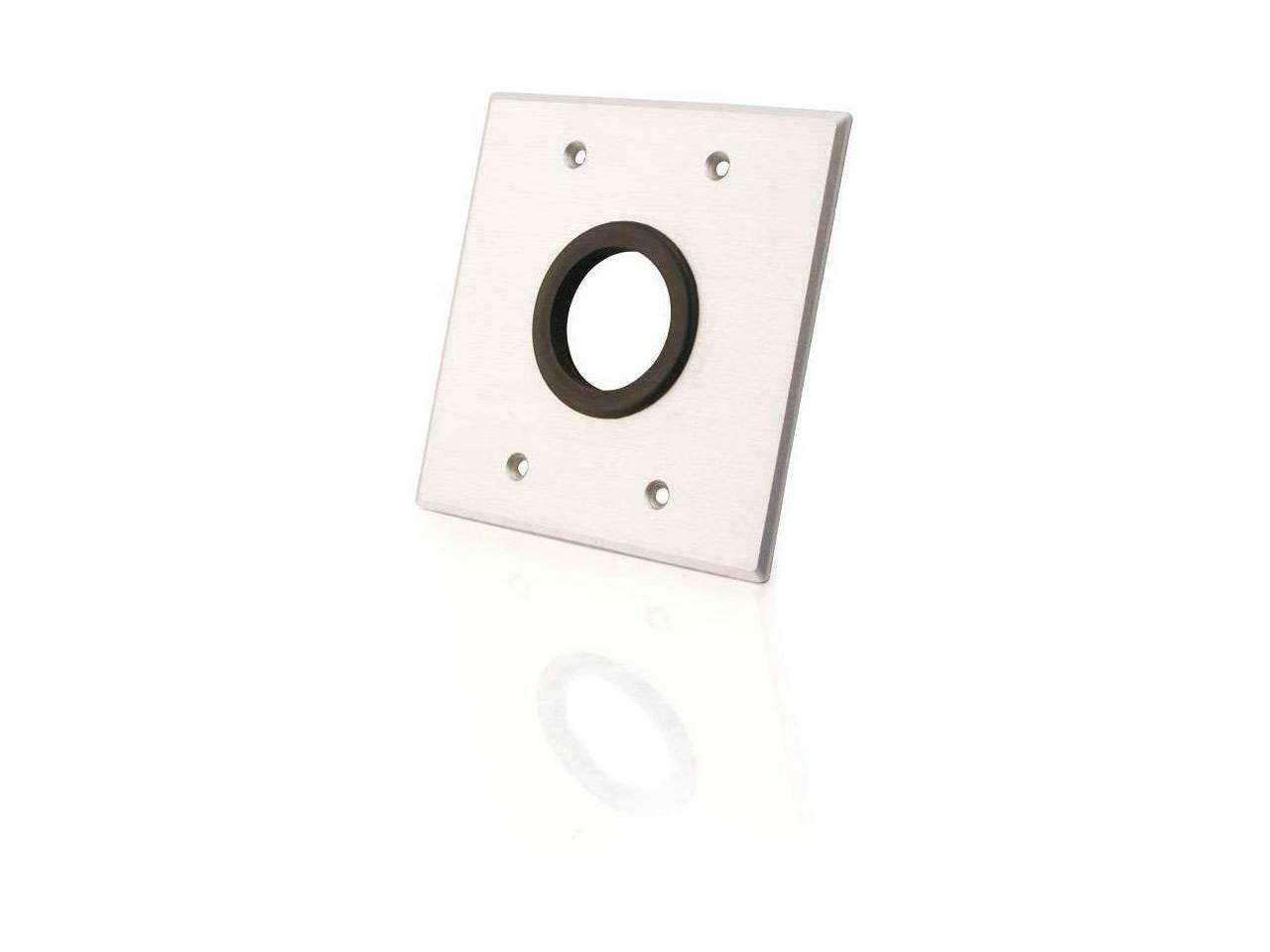 C2g 1.5In Grommet Cable Pass Through Double Gang Wall Plate - Brushed Aluminum