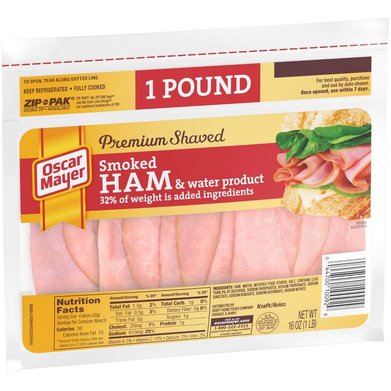 Oscar Mayer Premium Shaved Smoked Ham - 16oz