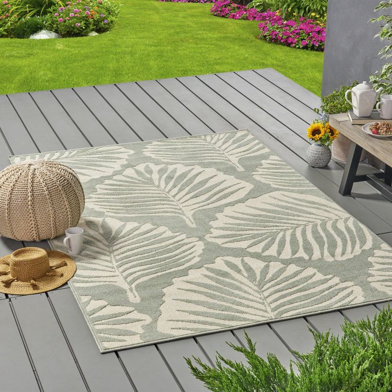 5' x 8' Verbena Floral Outdoor Rug Green/Ivory - Christopher Knight Home