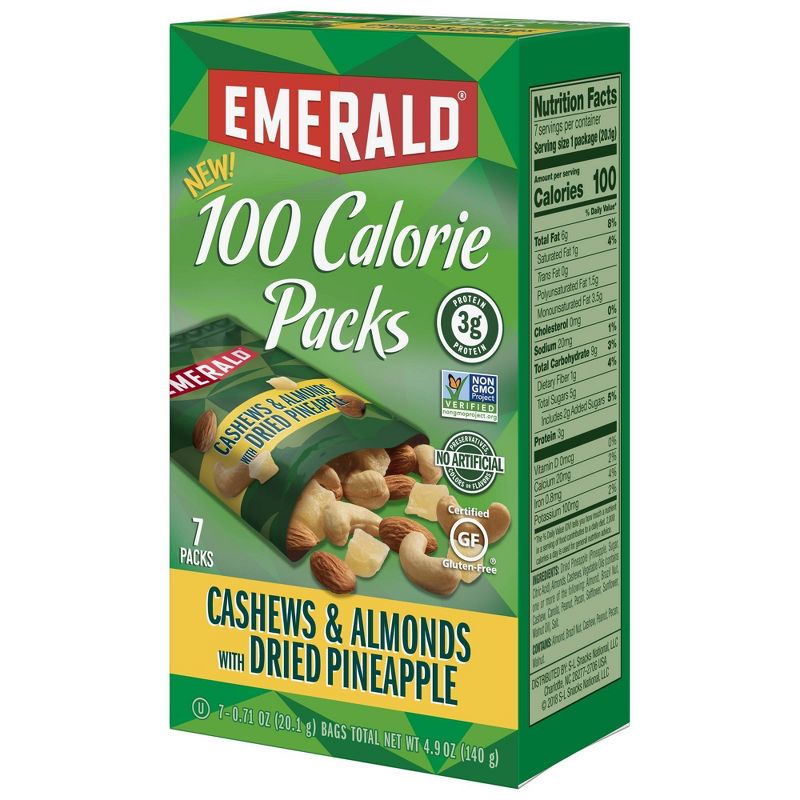 Emerald 100 Calorie Cashews and Almonds with Dried Pineapple - 4.9oz/7ct