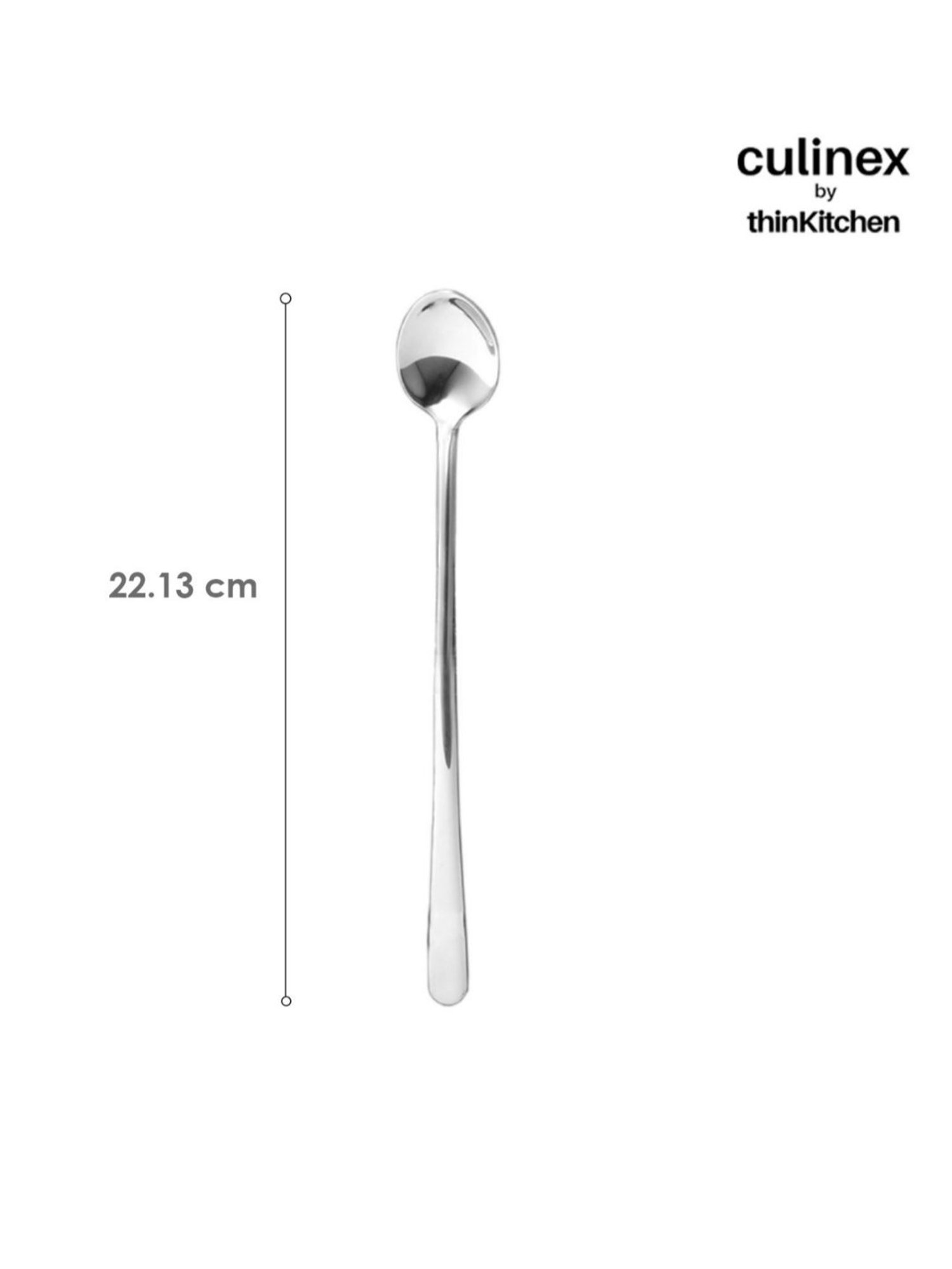 Culinex by thinKitchen Dora Silver Stainless Steel Mirror Finish Ice Tea Spoon (Set of 2)