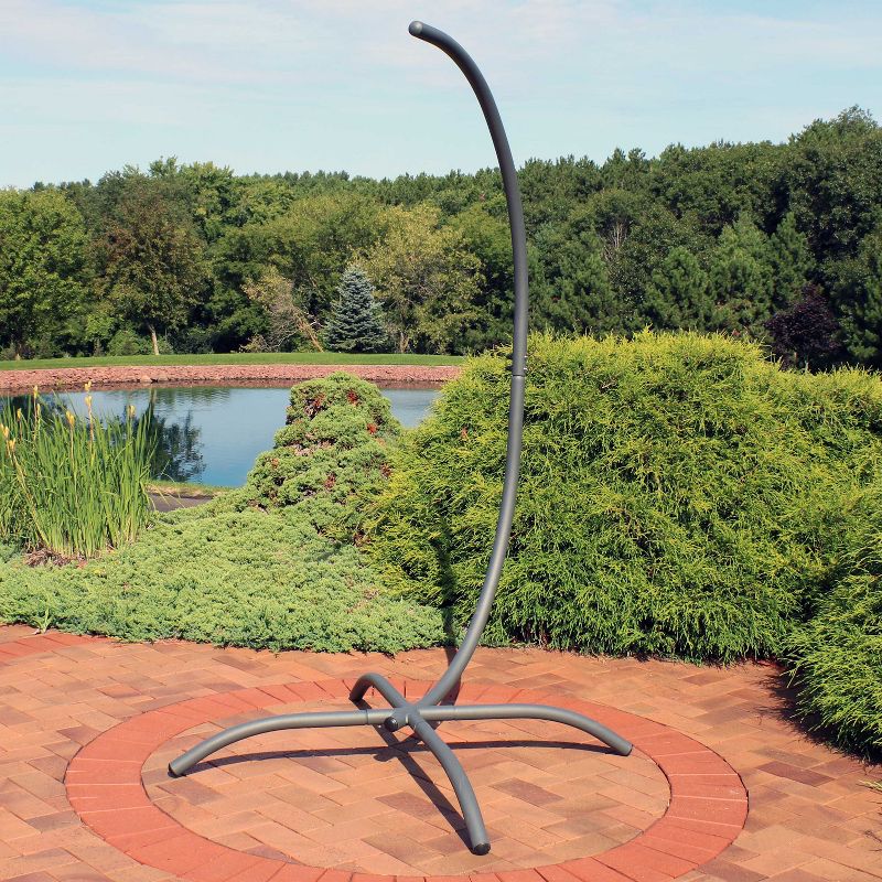 Sunnydaze Durable Steel Egg Chair Stand with Curved Leg Base, Hardware, and Powder-Coated Finish - 78" H - Gray