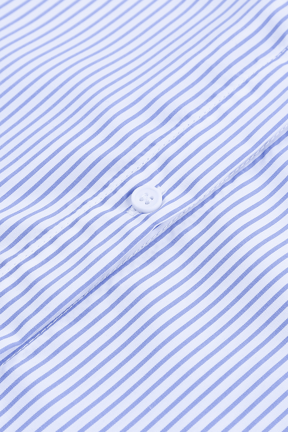 Light Blue Casual Striped Shirred Cuffs Shirt