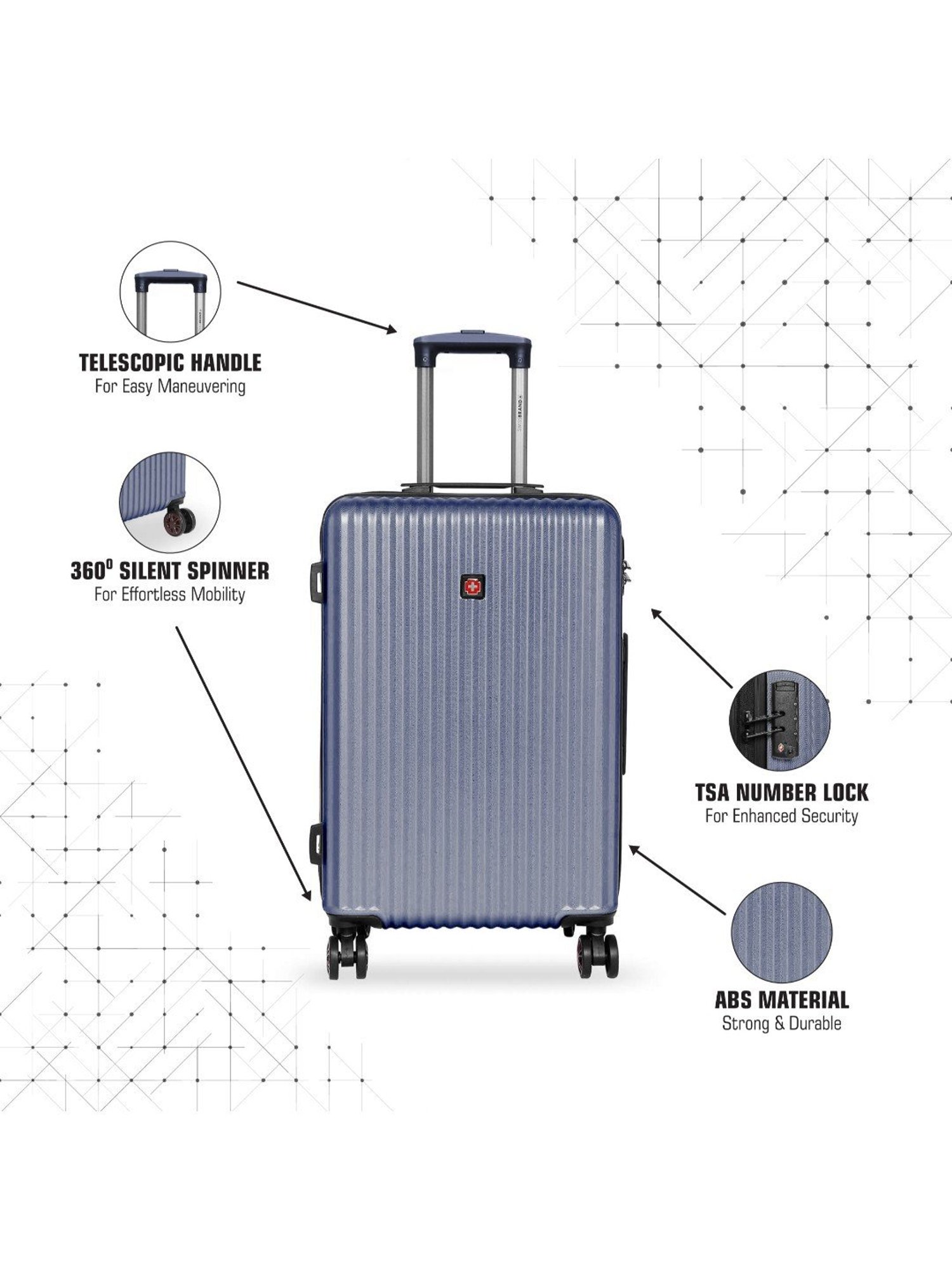 Swiss Brand Riga Grey Medium Hard Trolley Bag - 24 cm