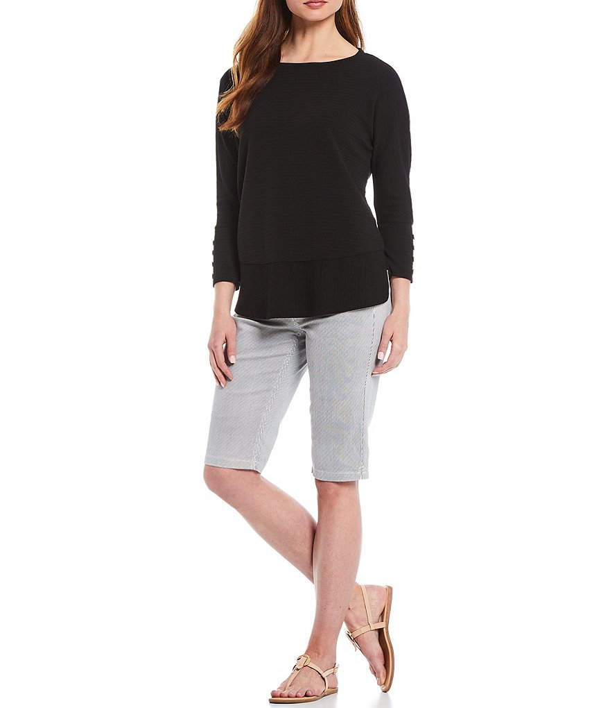 Westbound Petite Size the PARK AVE fit Stripe Skimmer Shorts