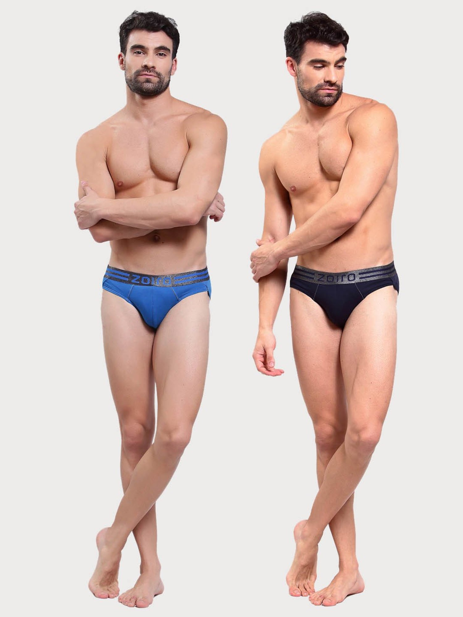 Zoiro Sky Diver & Navy Regular Fit Briefs - Pack Of 2