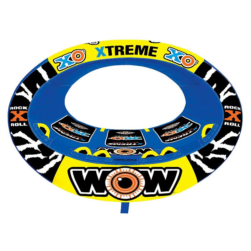 Wow Sports 3 Person XO Extreme Oval Shaped Inflatable Towable Rider Tube, Blue