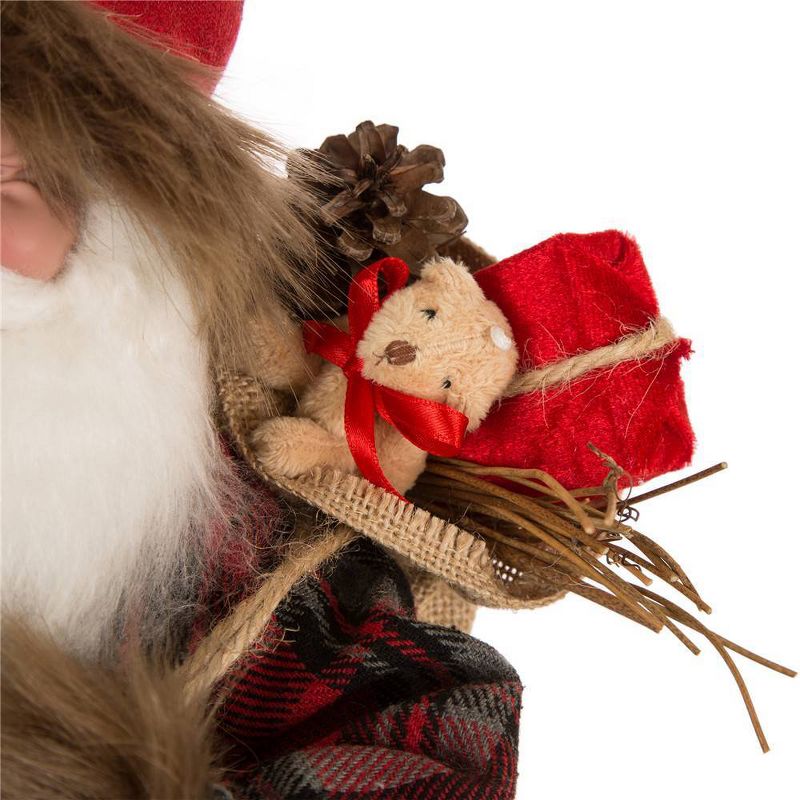 18" Plaid Santa Figurine - Glitzhome